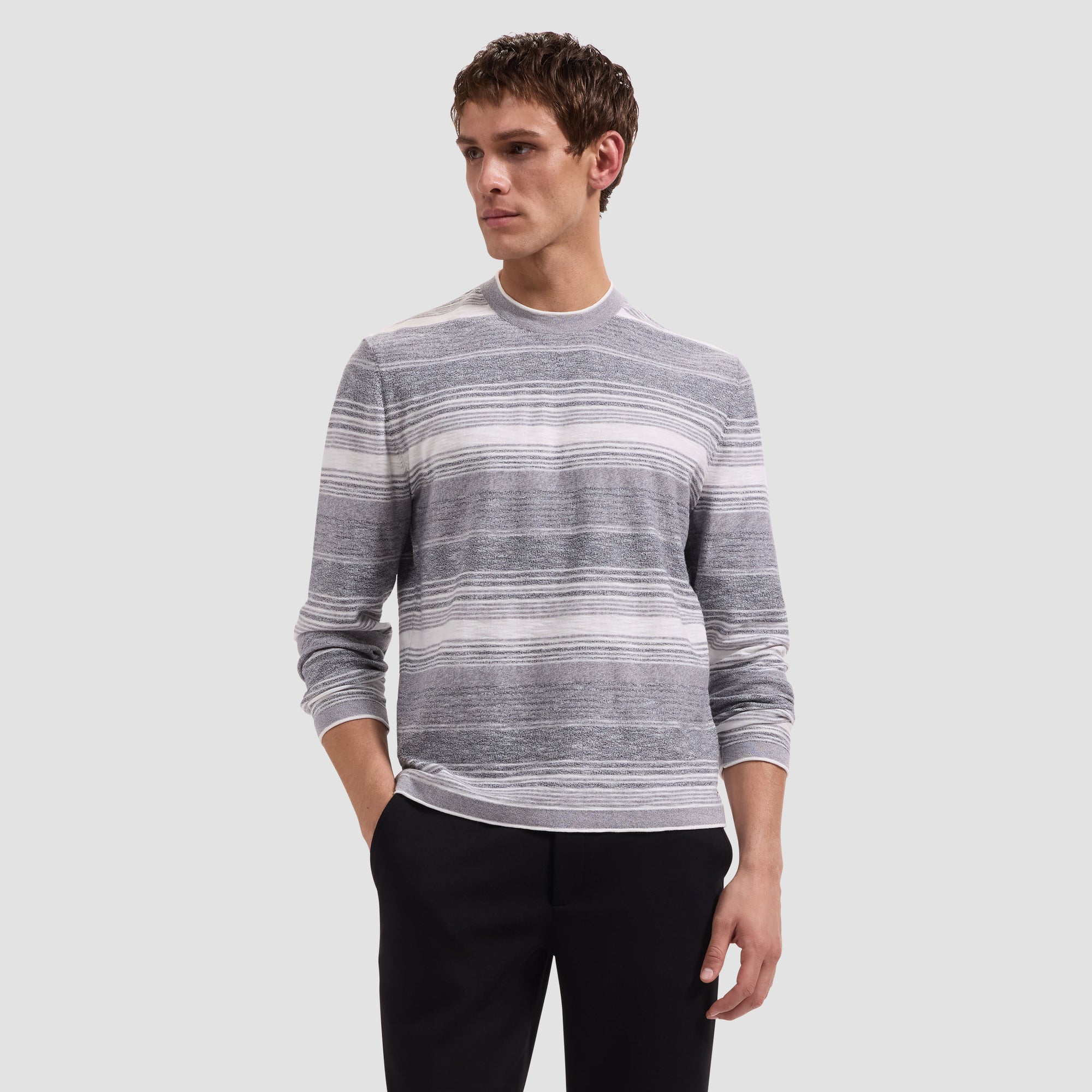 Textured Stripe Crewneck Sweater