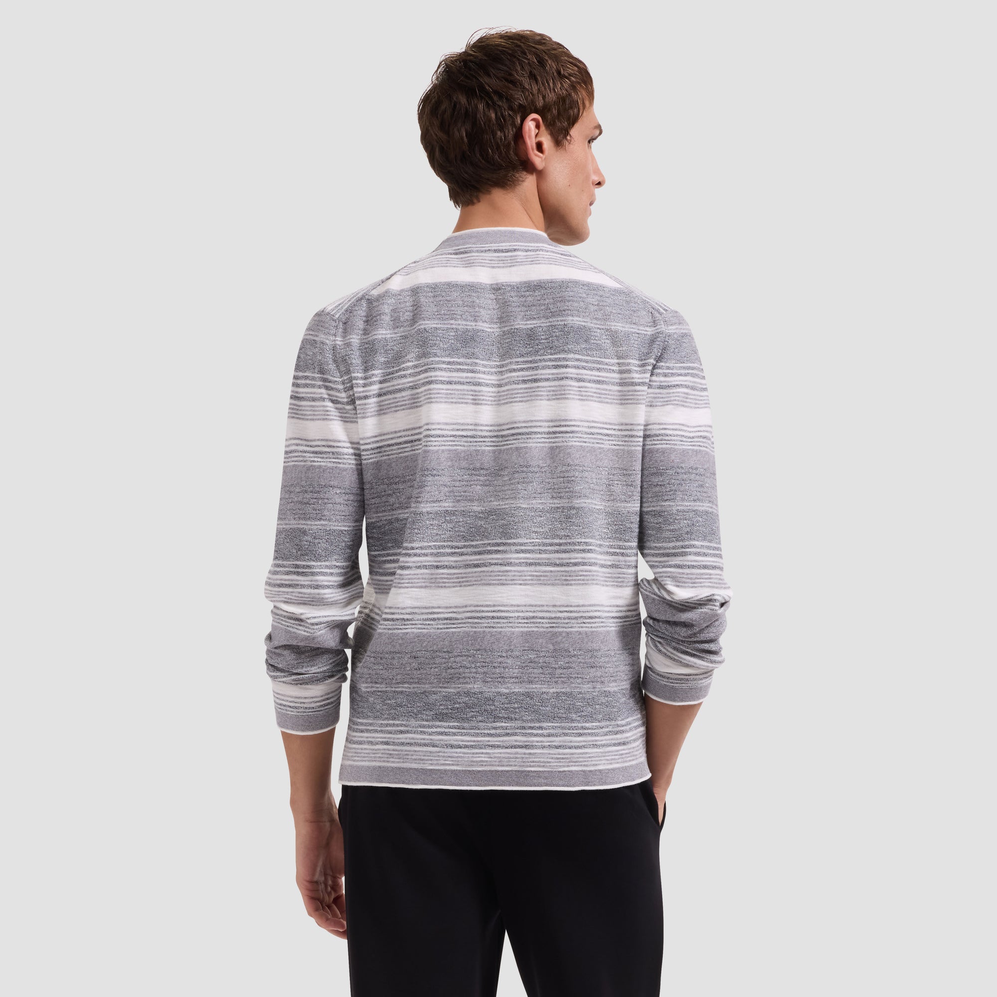Textured Stripe Crewneck Sweater