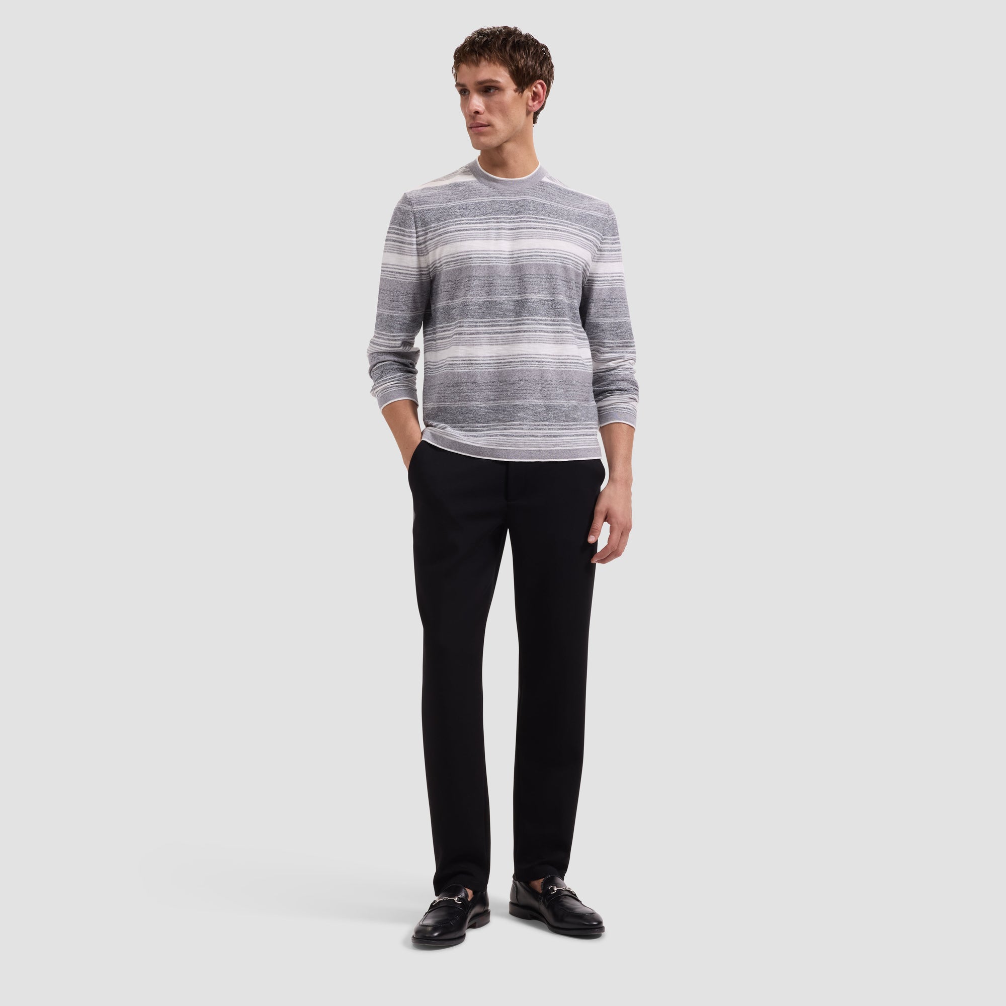 Textured Stripe Crewneck Sweater
