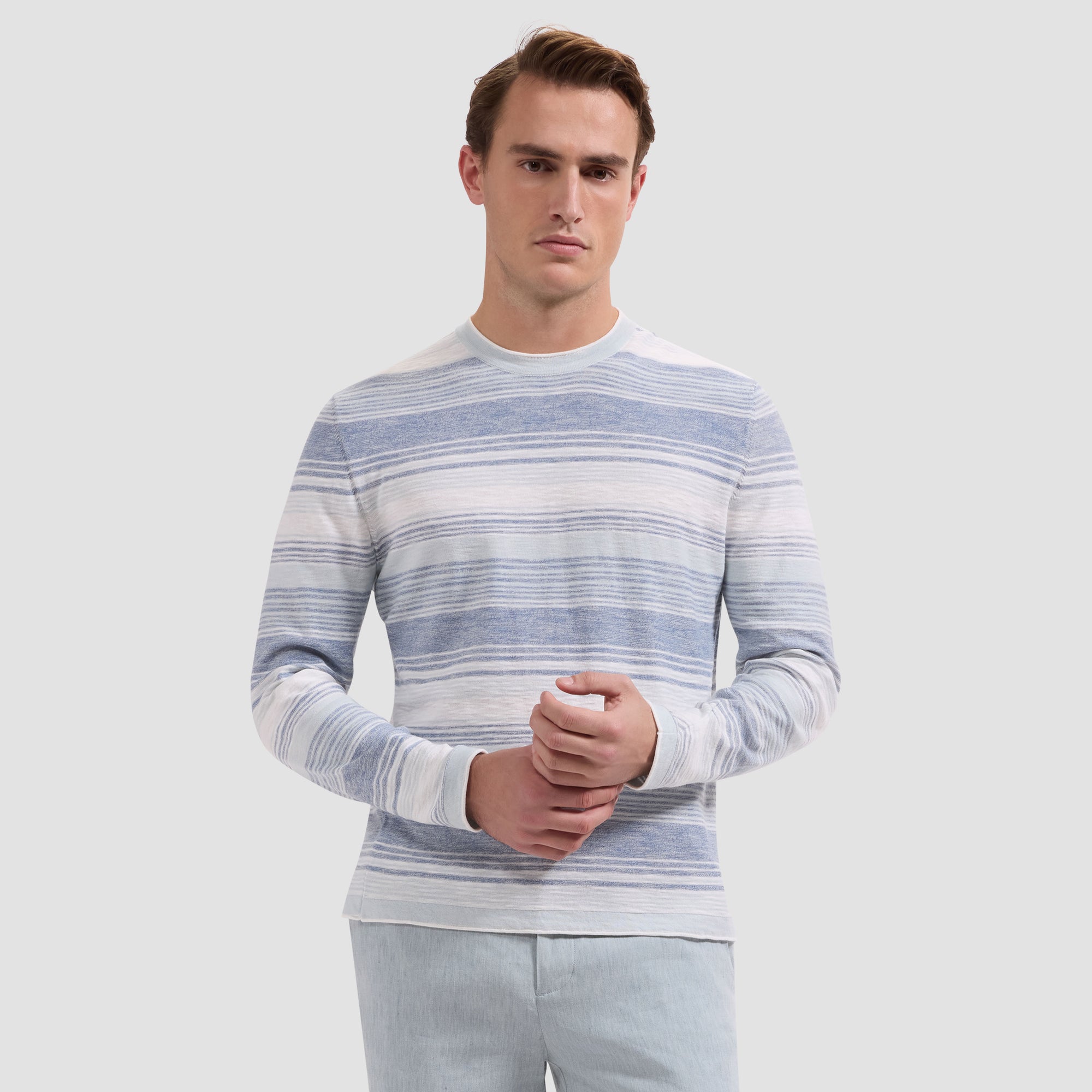 Textured Stripe Crewneck Sweater