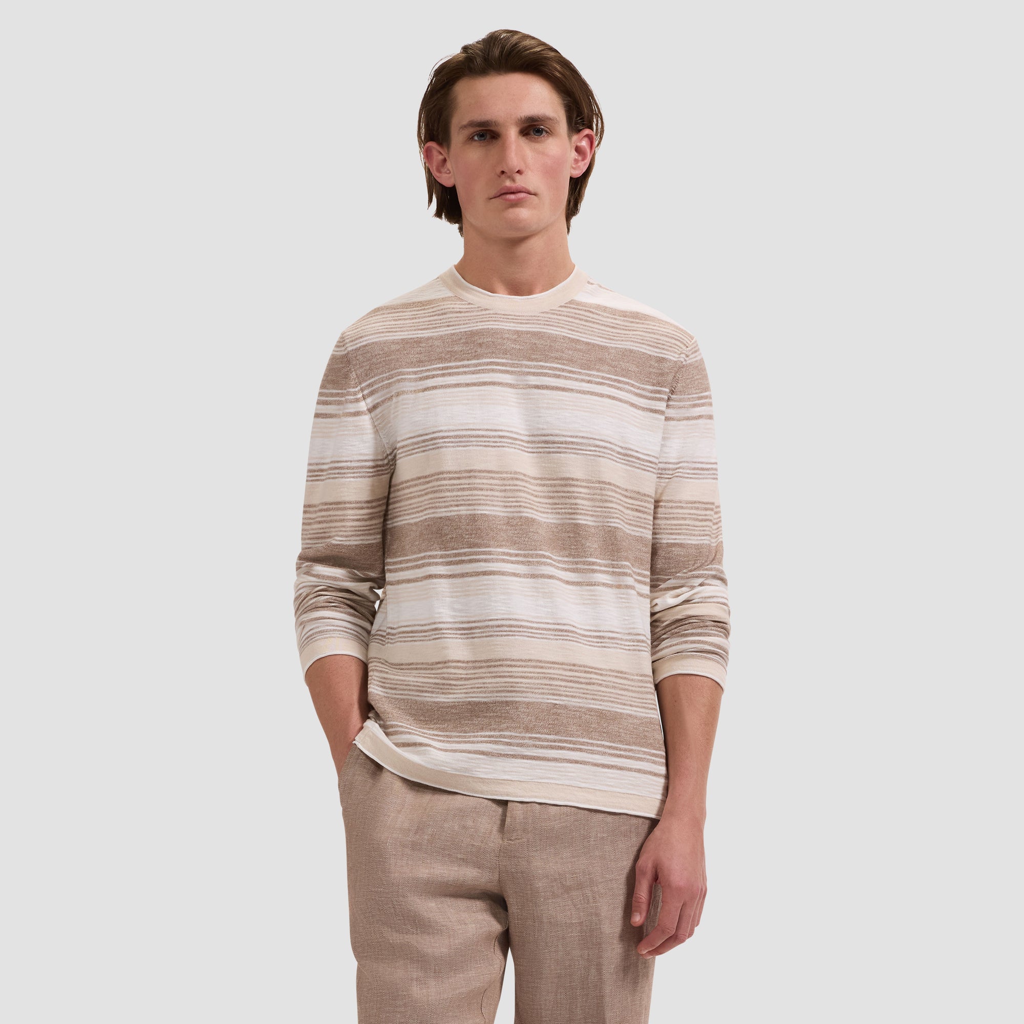 Textured Stripe Crewneck Sweater