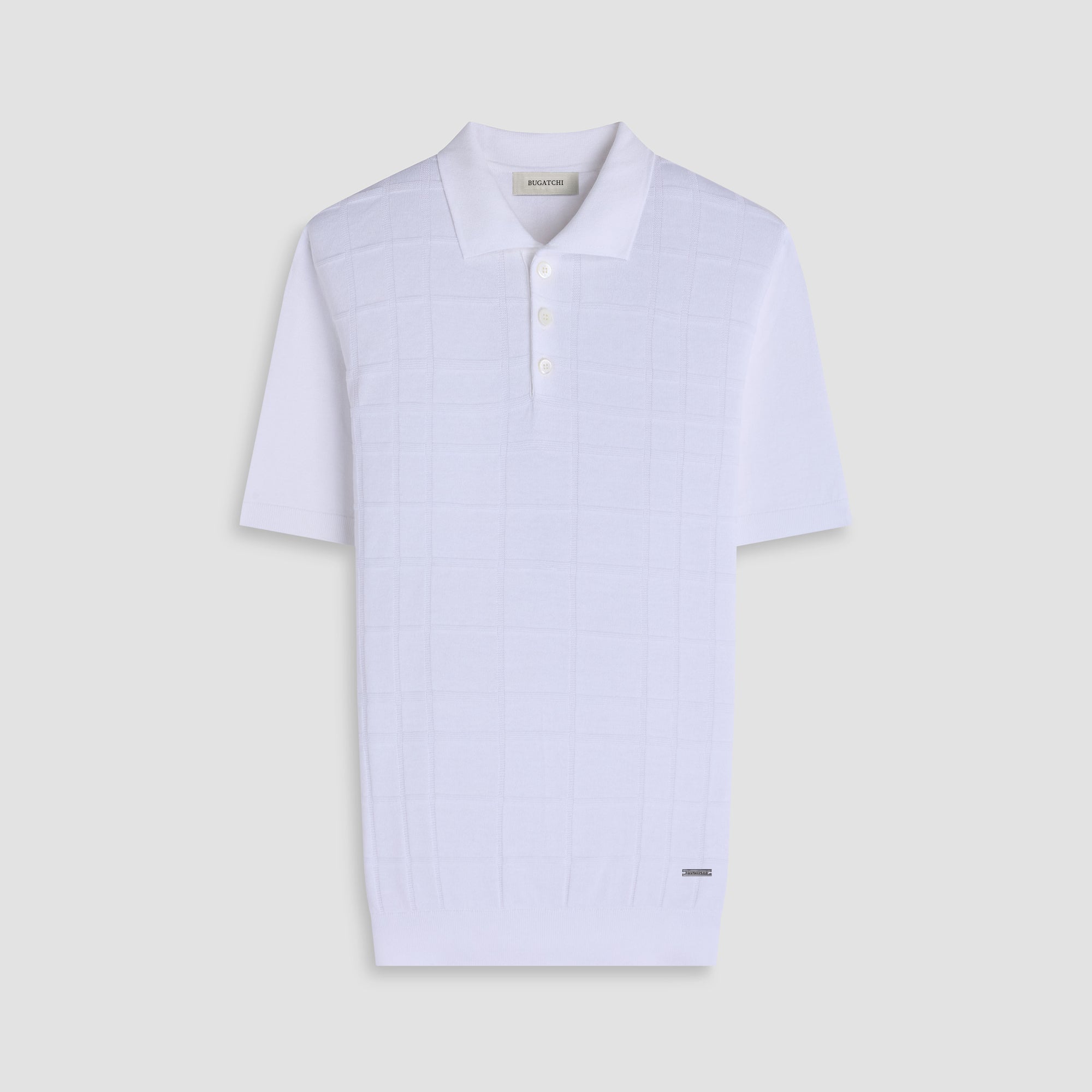 Textured Grid Short-Sleeve Polo Sweater