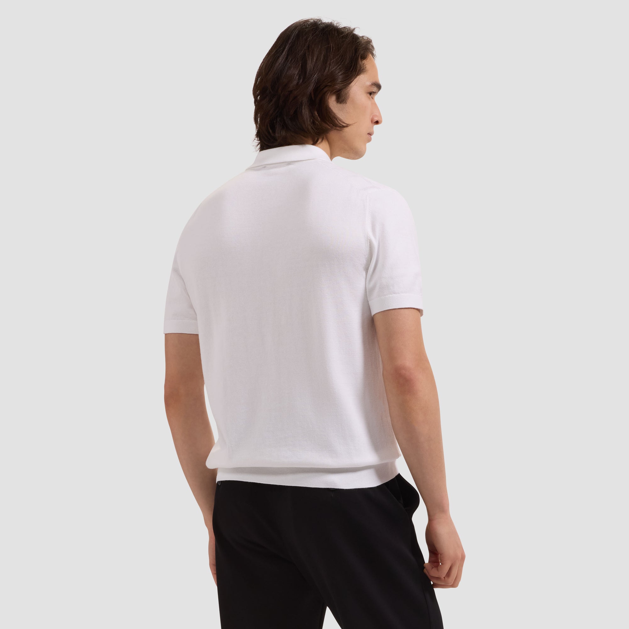 Textured Grid Short-Sleeve Polo Sweater