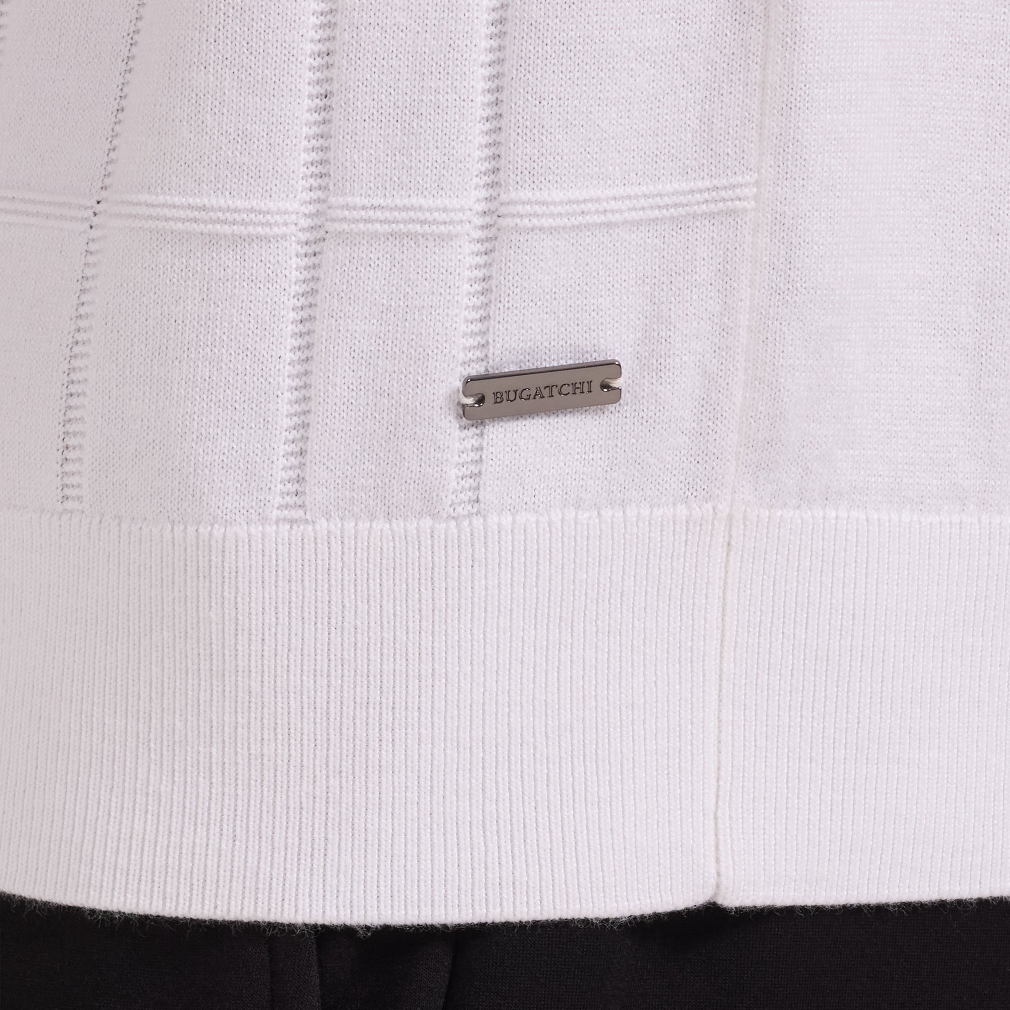 Textured Grid Short-Sleeve Polo Sweater