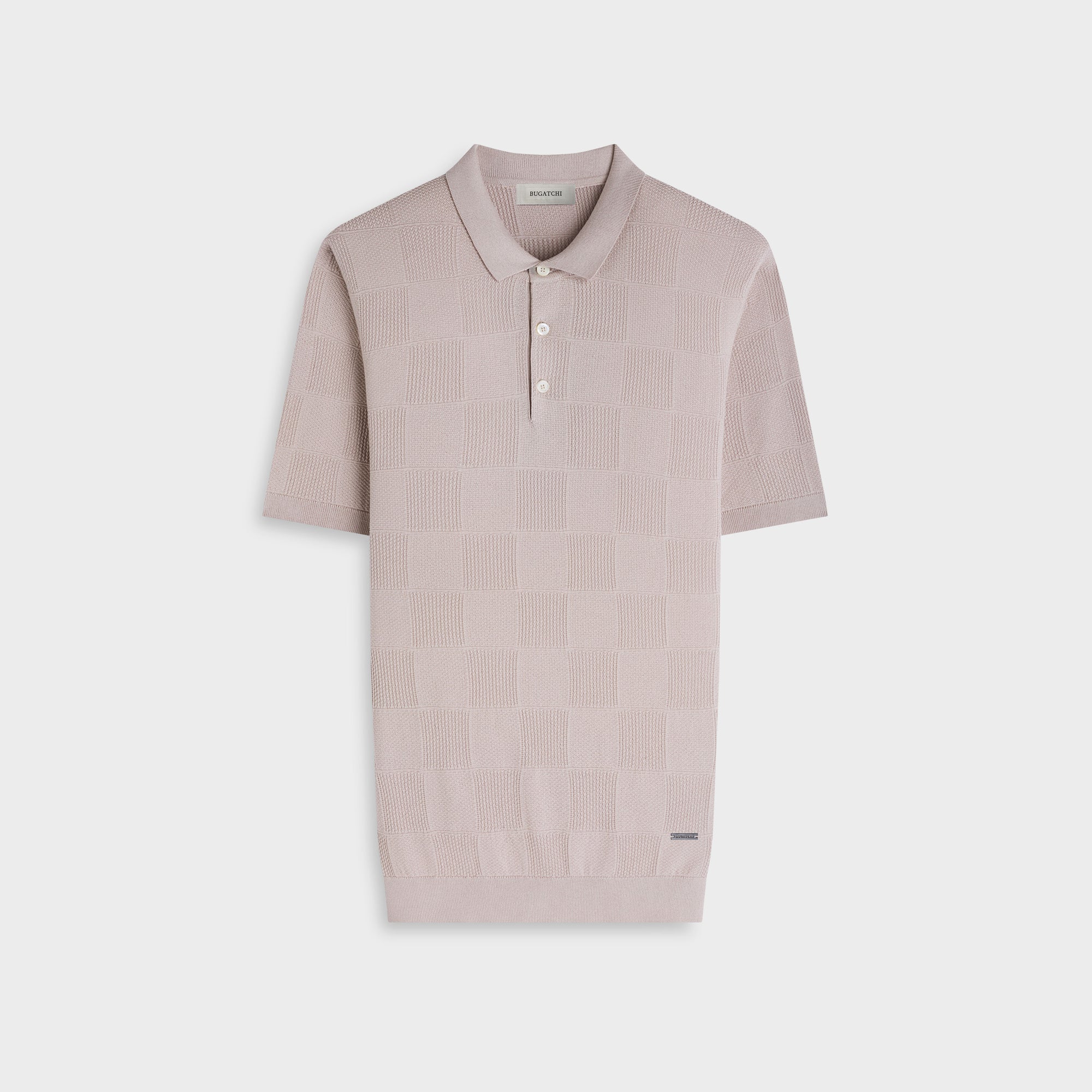 Textured Check Short-Sleeve Polo Sweater