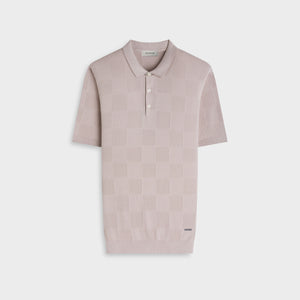 Textured Check Short-Sleeve Polo Sweater