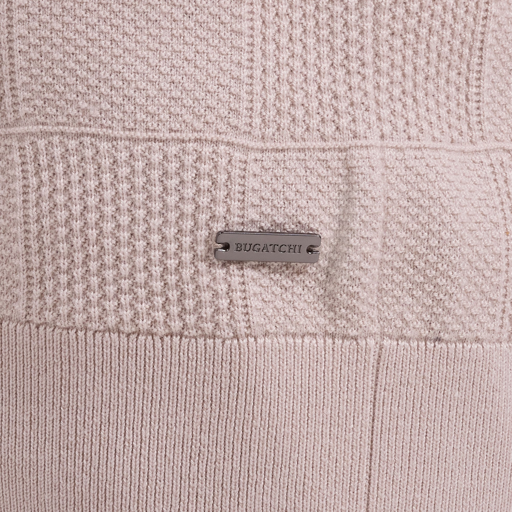 Textured Check Short-Sleeve Polo Sweater
