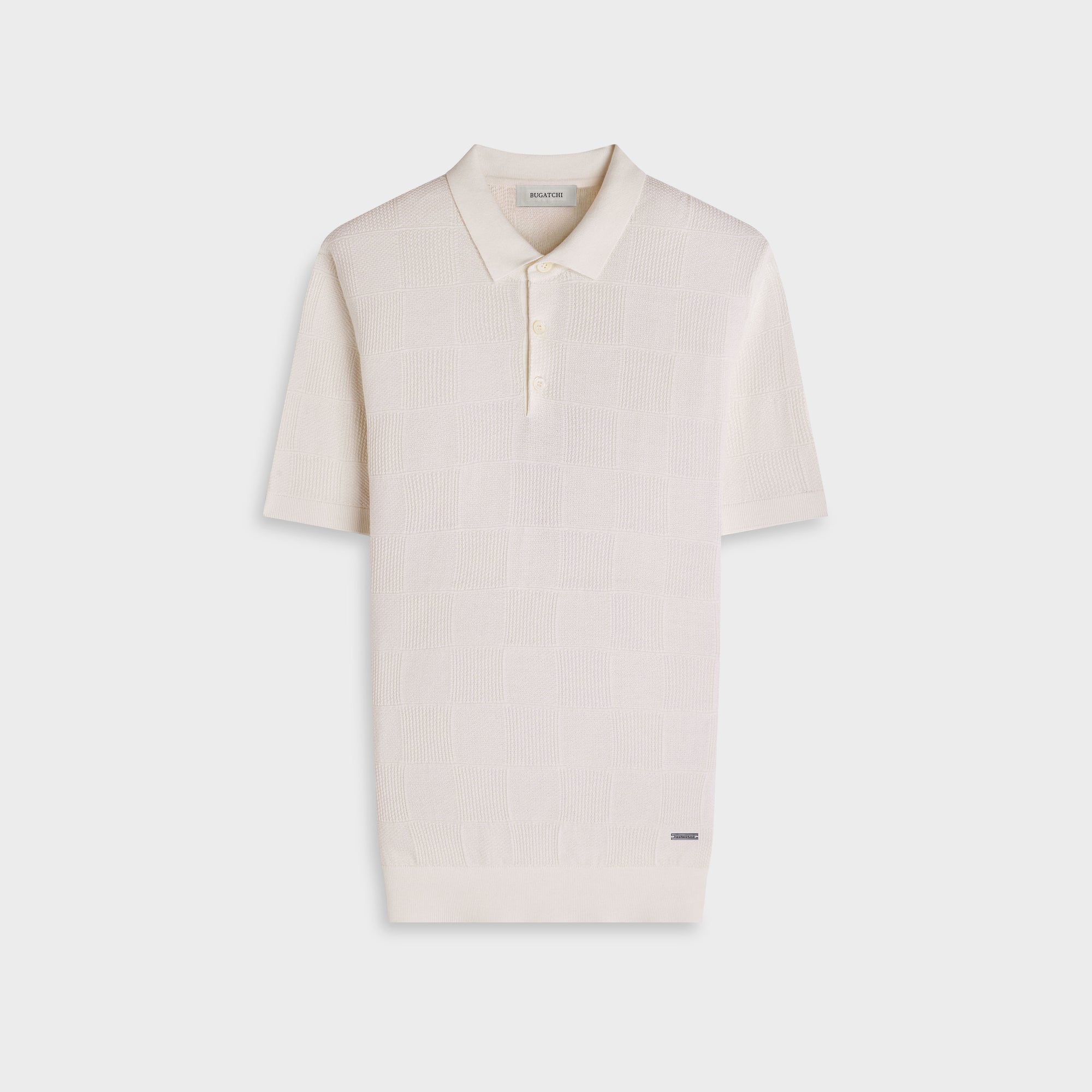 Textured Check Short-Sleeve Polo Sweater