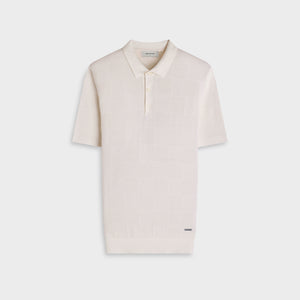 Textured Check Short-Sleeve Polo Sweater
