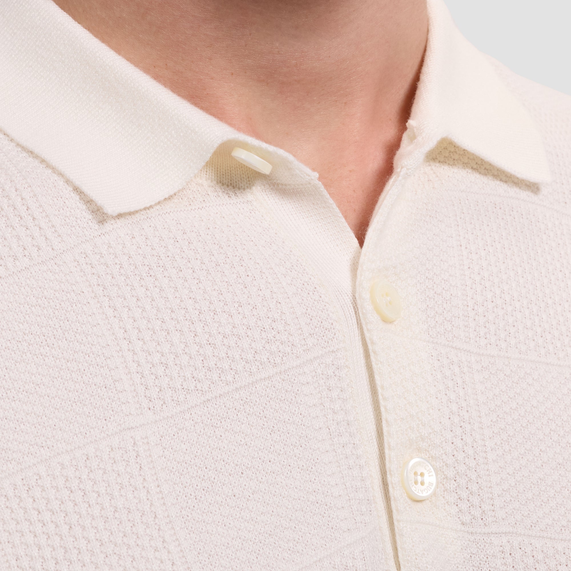 Textured Check Short-Sleeve Polo Sweater