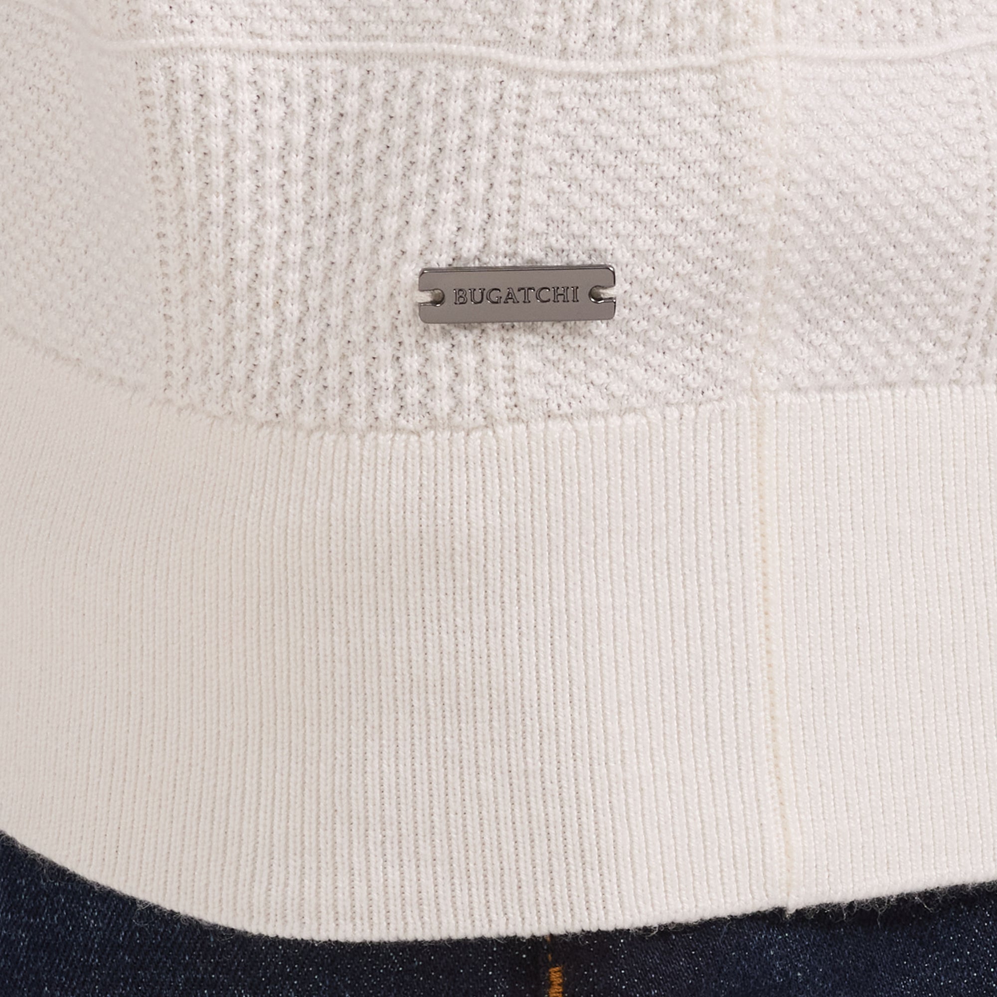 Textured Check Short-Sleeve Polo Sweater
