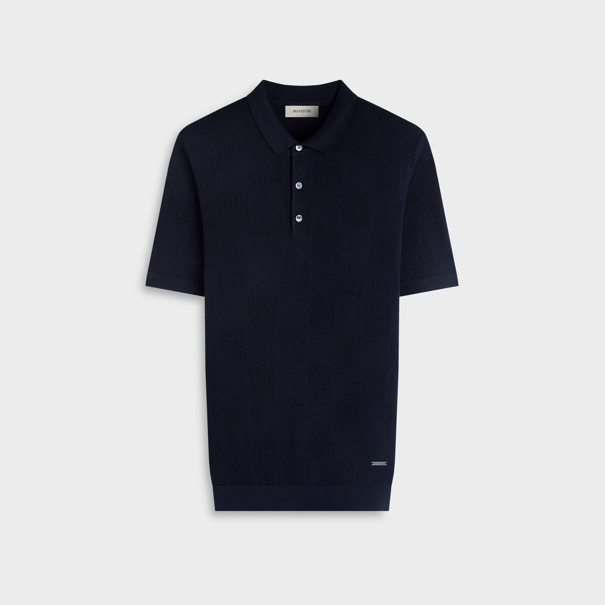 Textured Check Short-Sleeve Polo Sweater