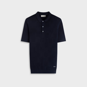 Textured Check Short-Sleeve Polo Sweater