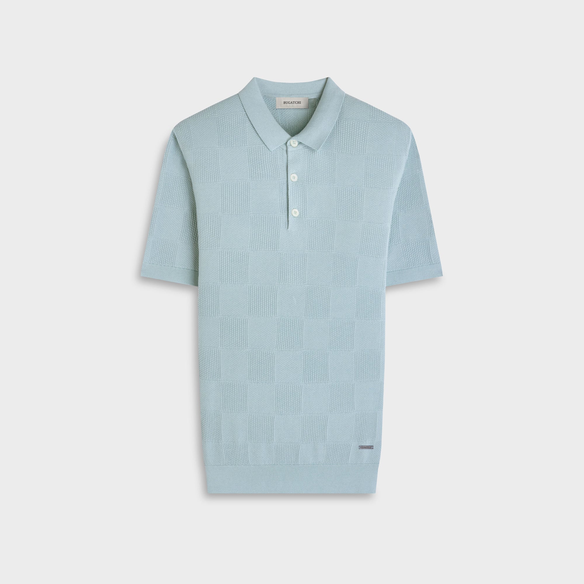 Textured Check Short-Sleeve Polo Sweater
