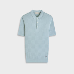Textured Check Short-Sleeve Polo Sweater