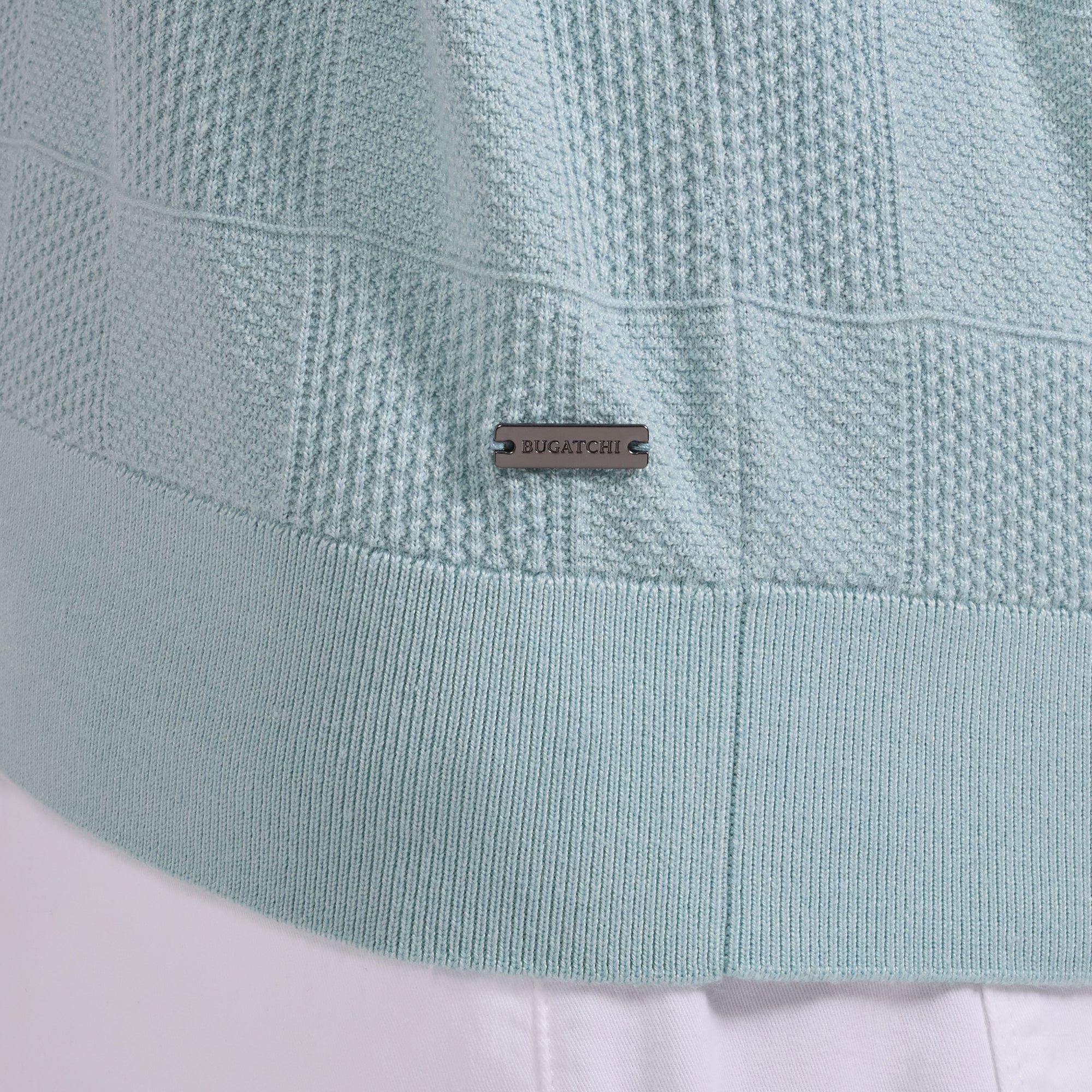 Textured Check Short-Sleeve Polo Sweater