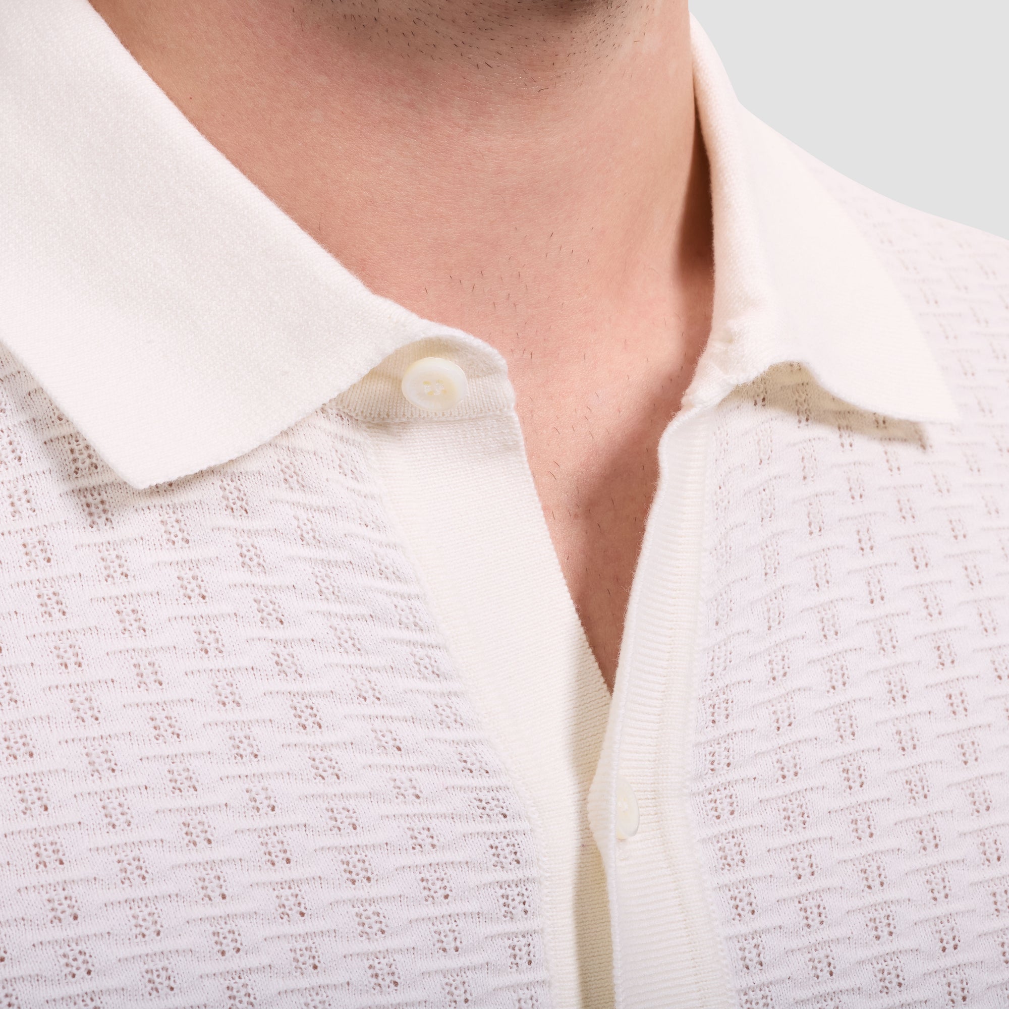 Basketweave Button-Front Short-Sleeve Sweater