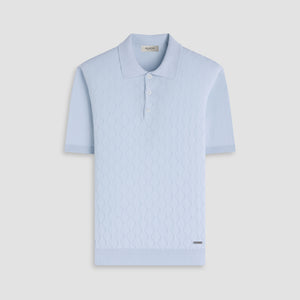 Embossed Wave Short-Sleeve Polo Sweater