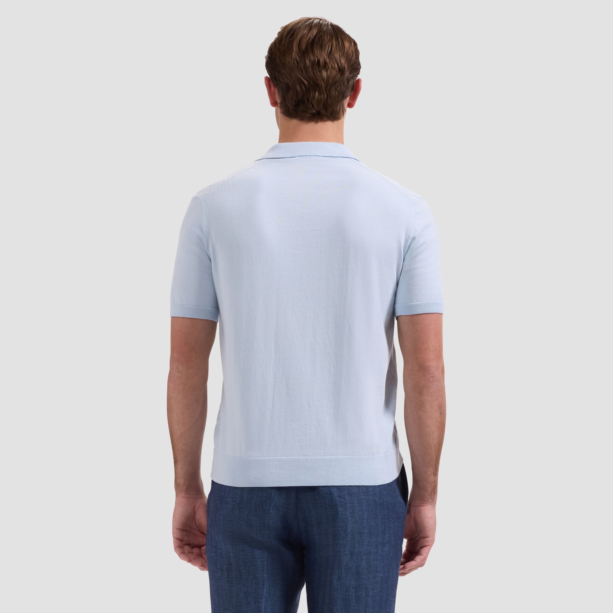 Embossed Wave Short-Sleeve Polo Sweater