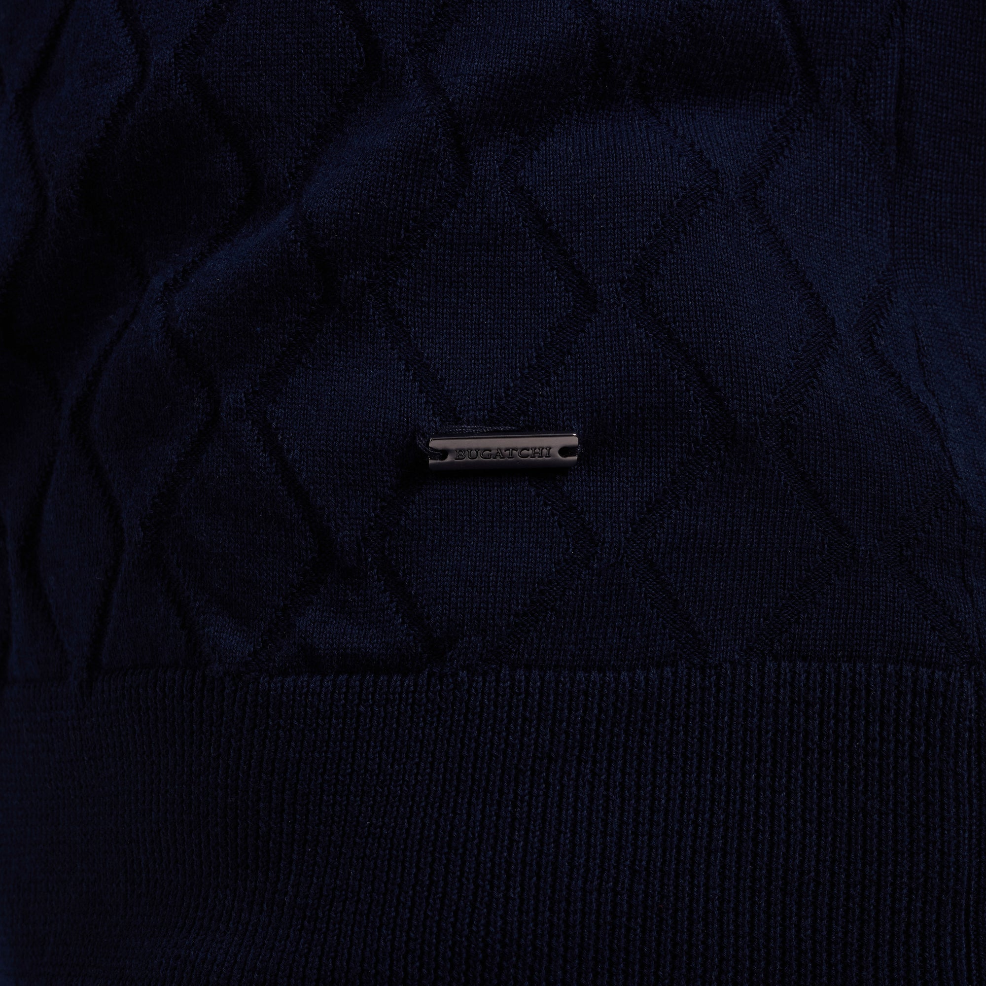 Embossed Wave Short-Sleeve Polo Sweater