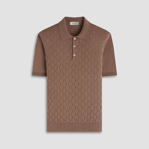 Embossed Wave Short-Sleeve Polo Sweater