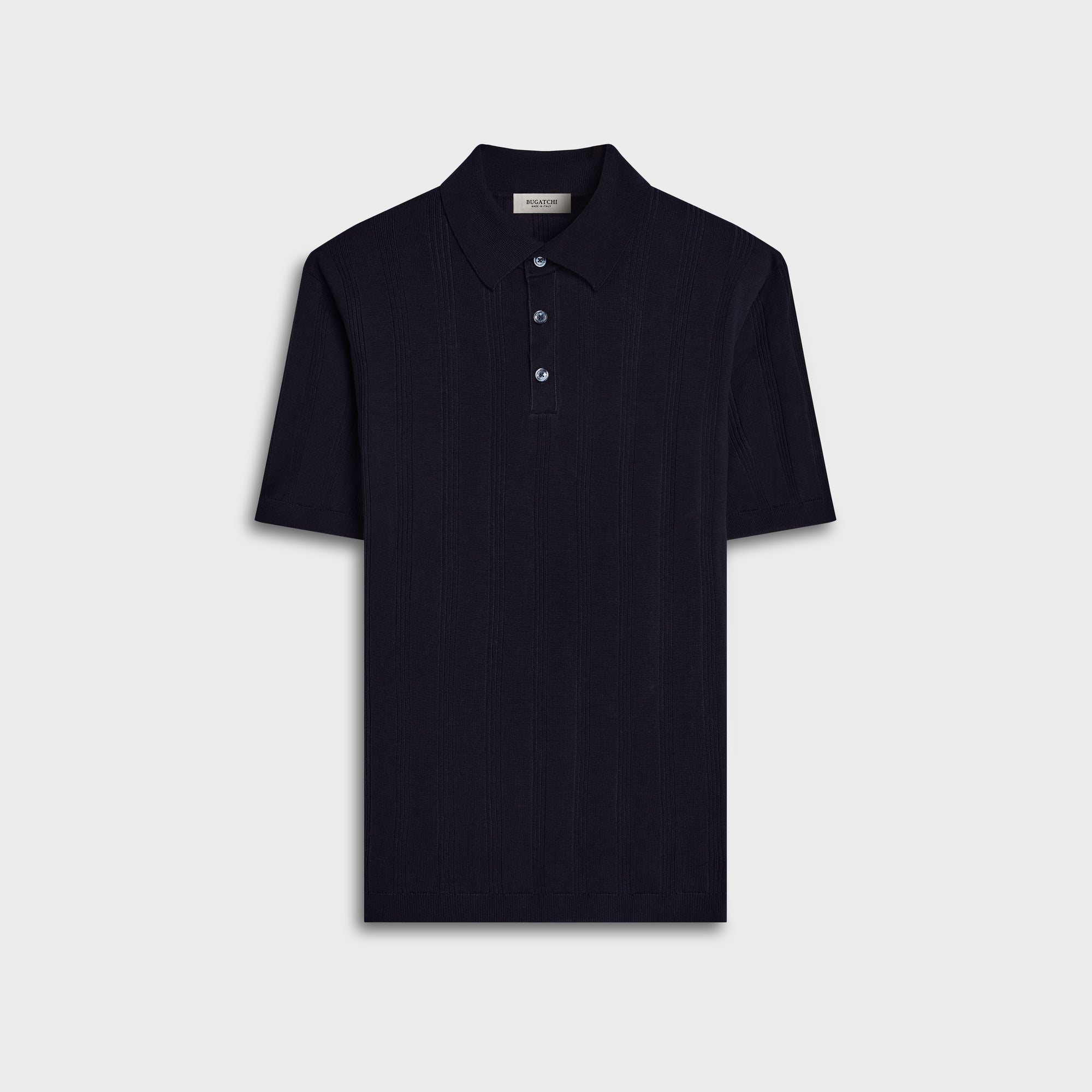 Raised Stripe Short-Sleeve Polo Sweater