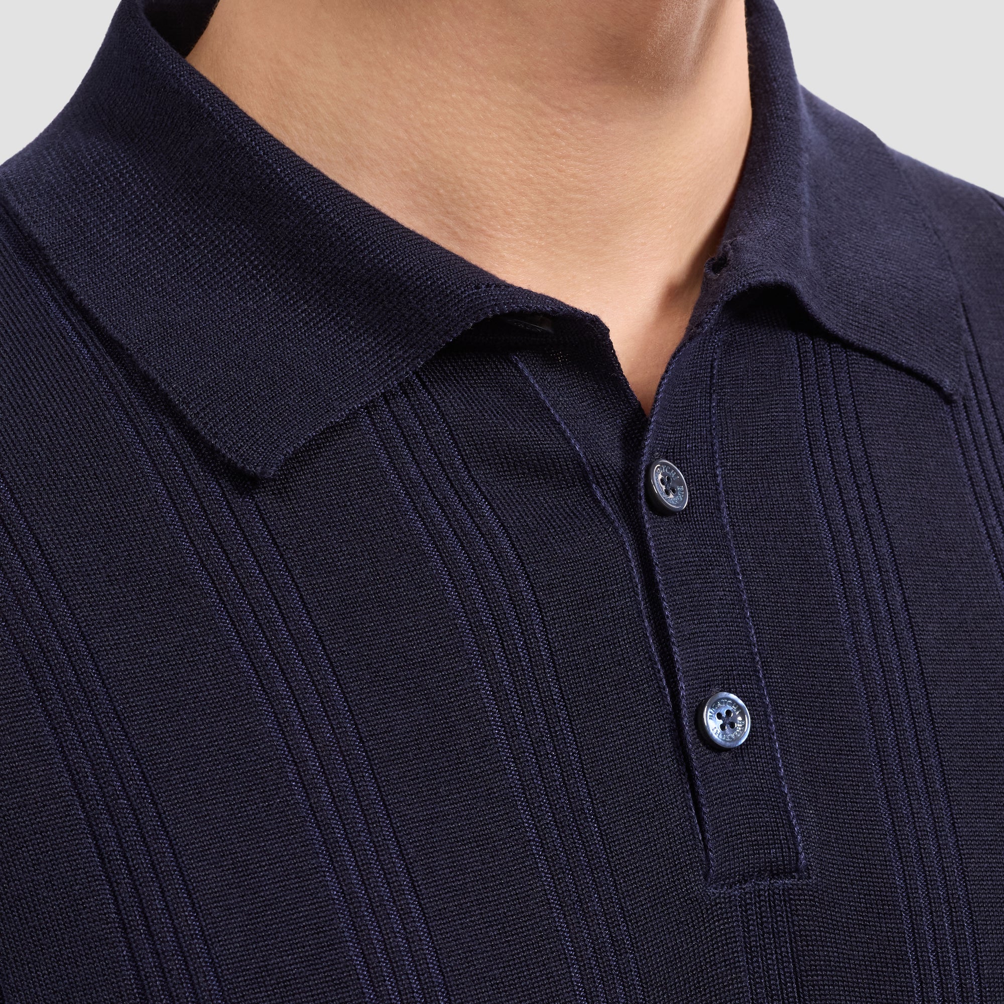 Raised Stripe Short-Sleeve Polo Sweater