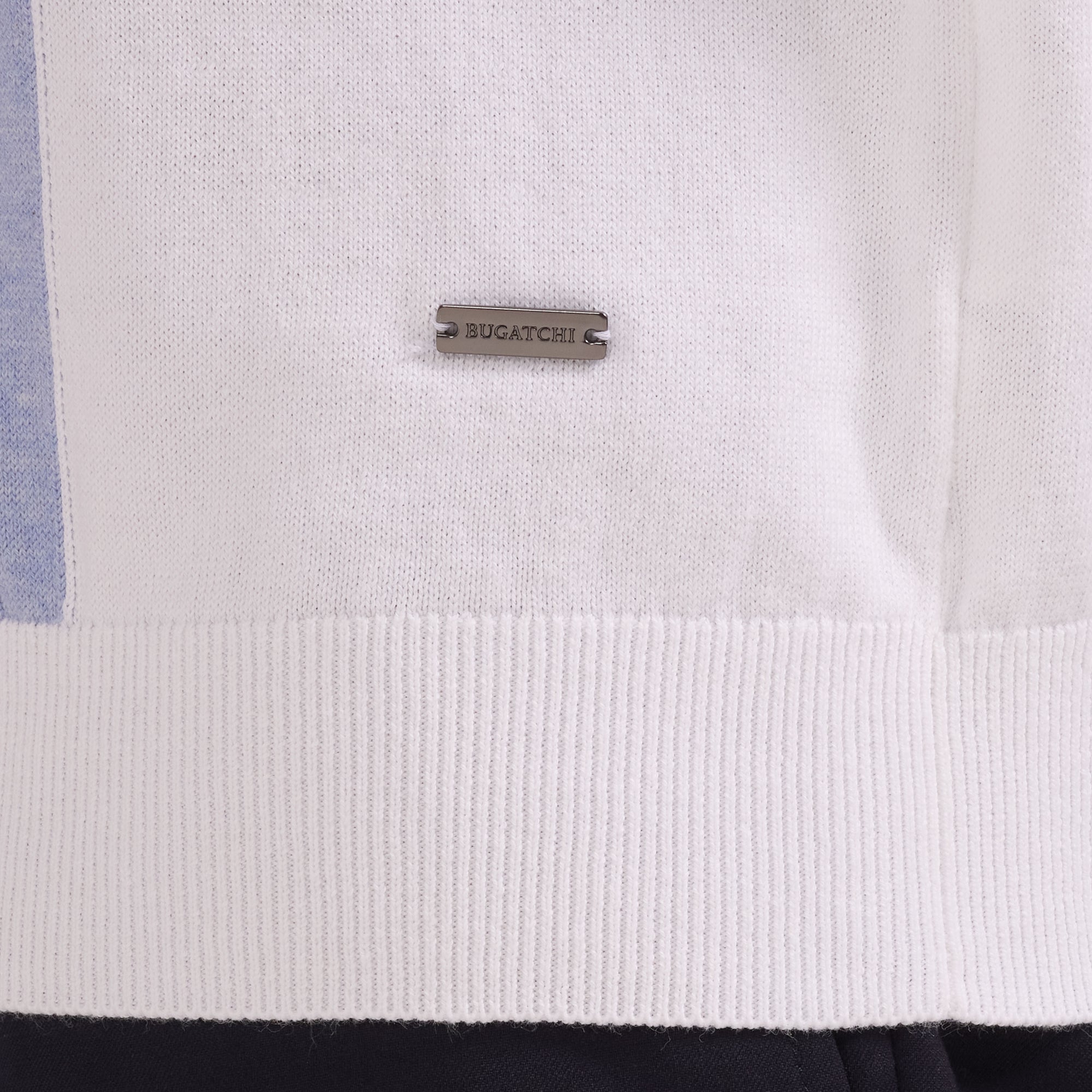 Contrast Panel Short-Sleeve Quarter-Zip Sweater