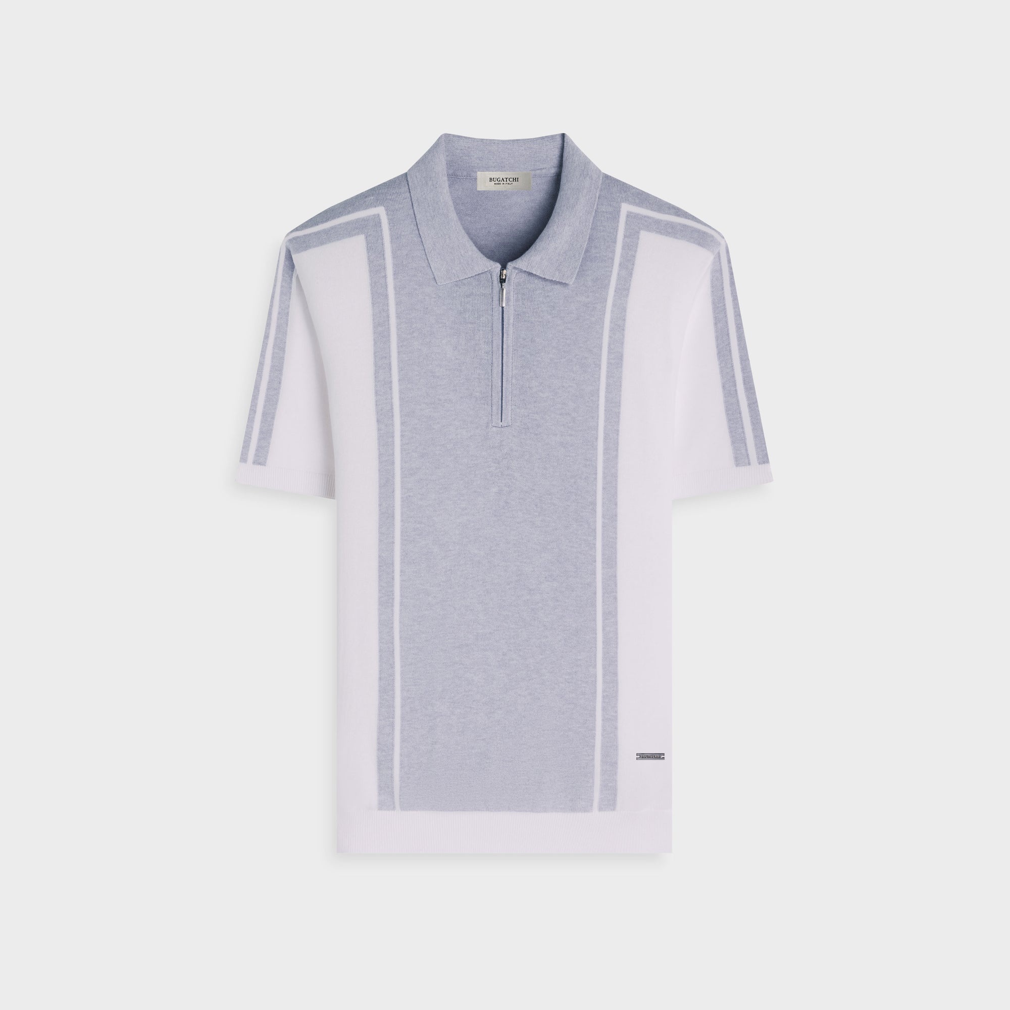 Contrast Panel Short-Sleeve Quarter-Zip Sweater
