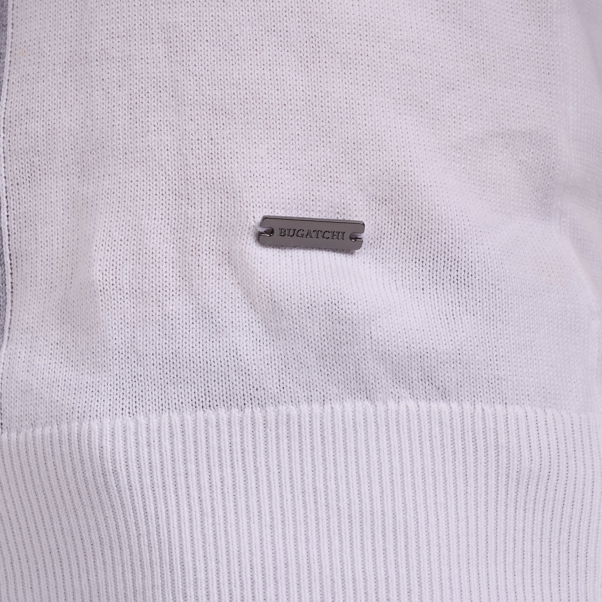 Contrast Panel Short-Sleeve Quarter-Zip Sweater