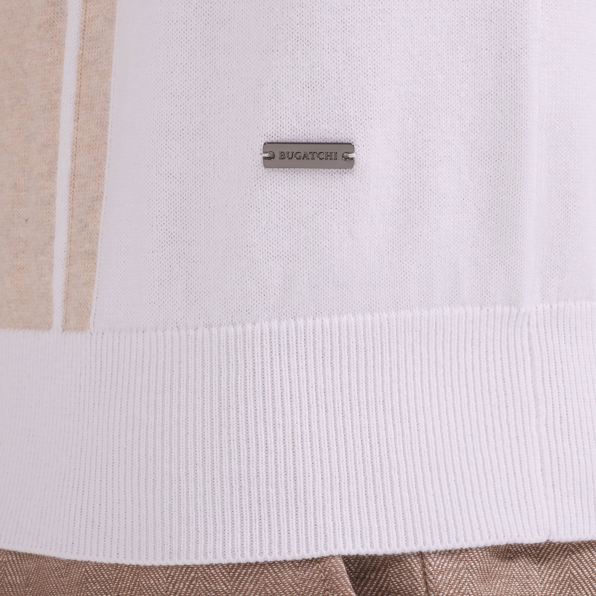 Contrast Panel Short-Sleeve Quarter-Zip Sweater