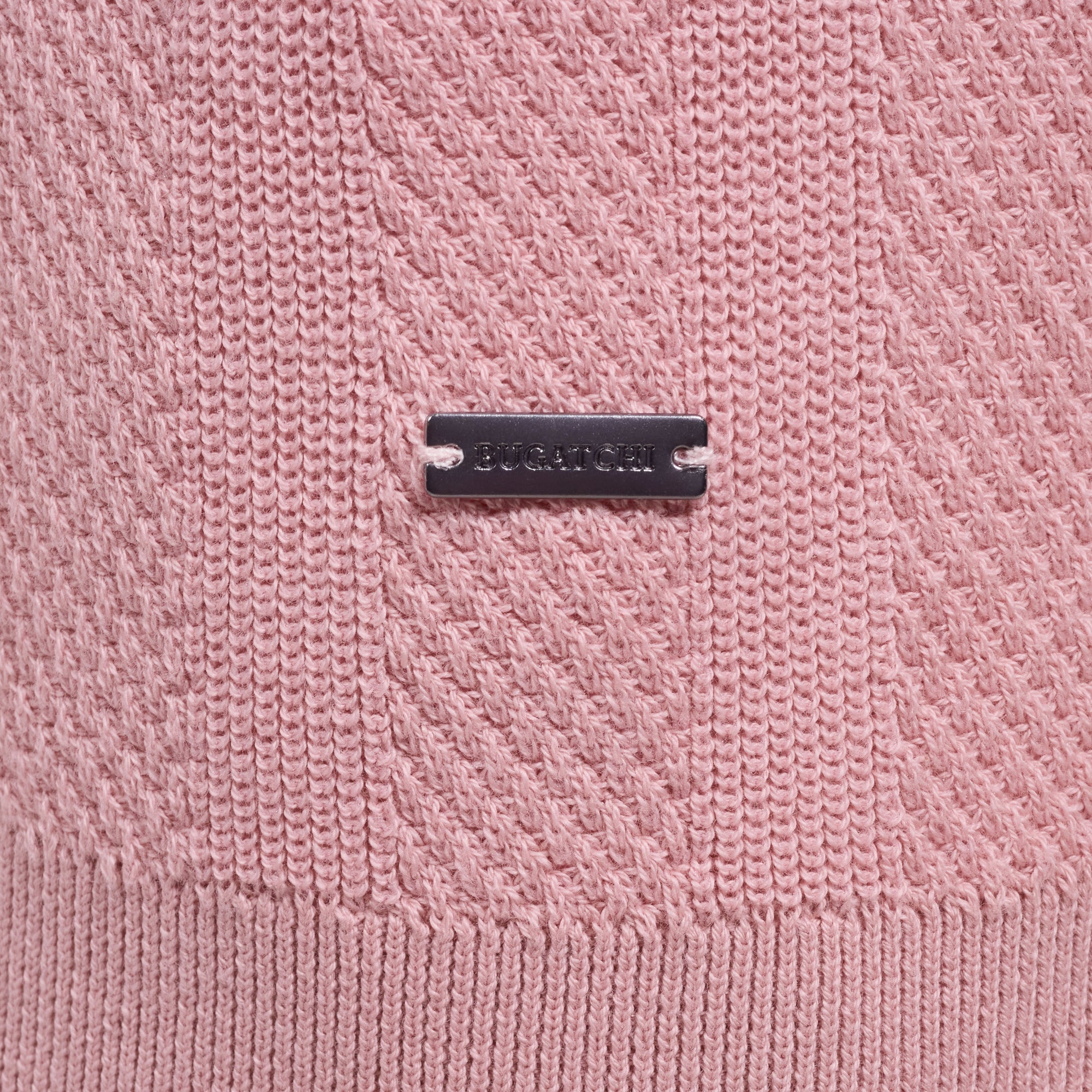 Textured Stripe Johnny Collar Short-Sleeve Sweater