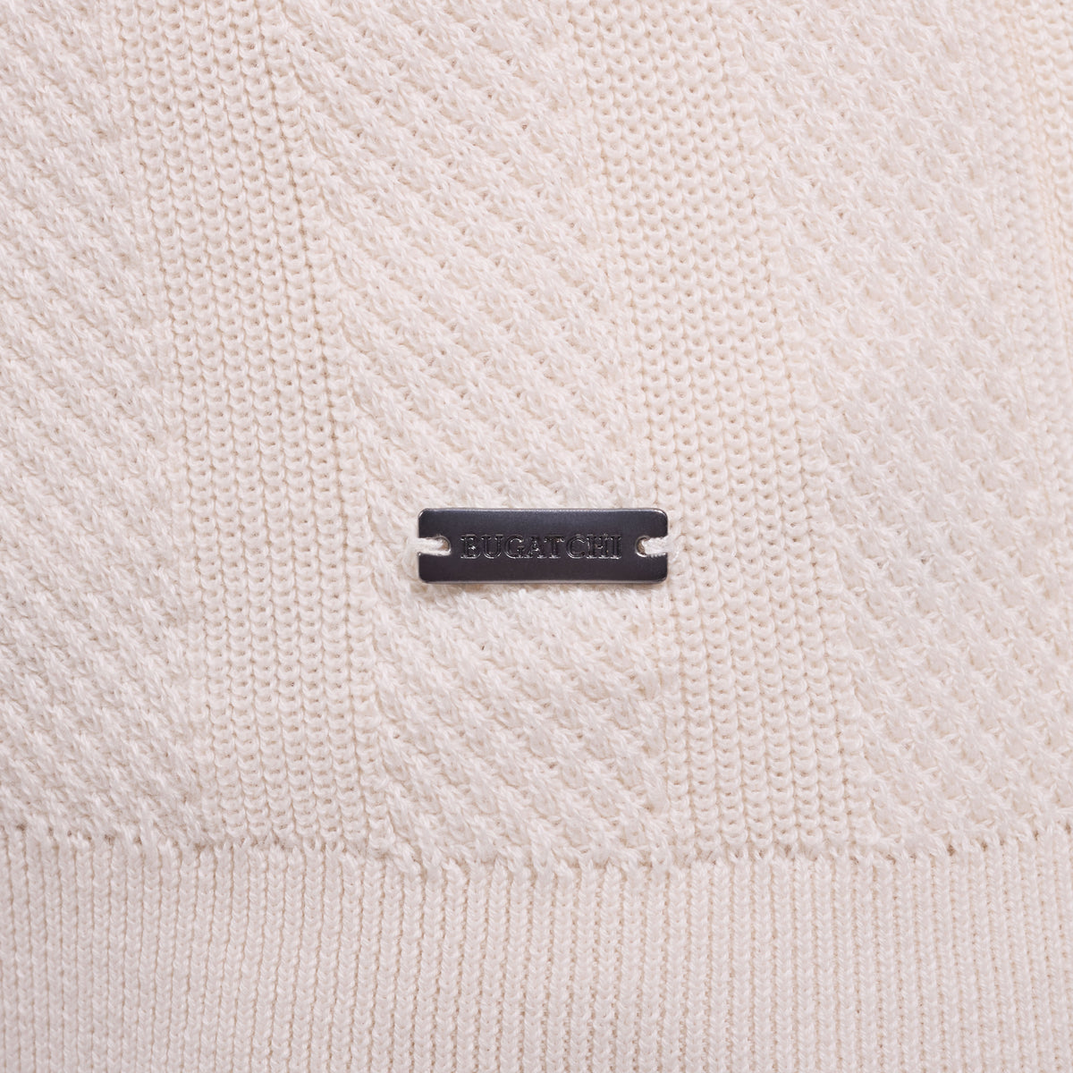 Textured Stripe Johnny Collar Short-Sleeve Sweater