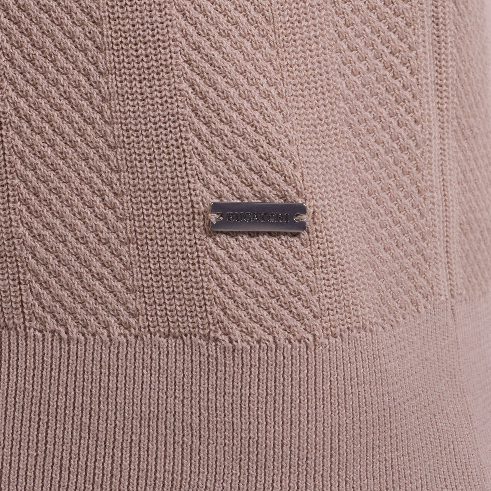 Textured Stripe Johnny Collar Short-Sleeve Sweater