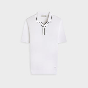 Waffle Knit Johnny Collar Short-Sleeve Sweater