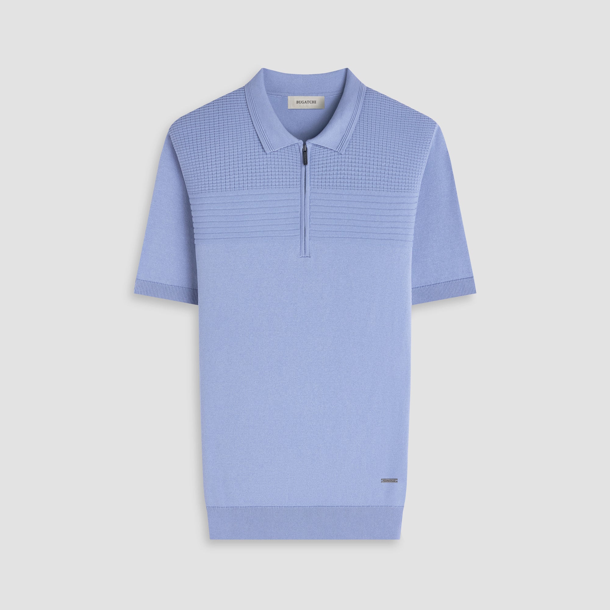 Waffle Panel Quarter Zip Short-Sleeve Polo Sweater