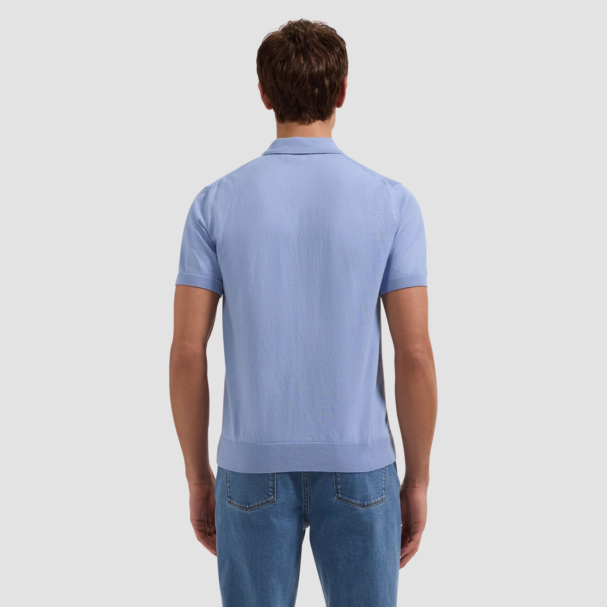 Waffle Panel Quarter Zip Short-Sleeve Polo Sweater