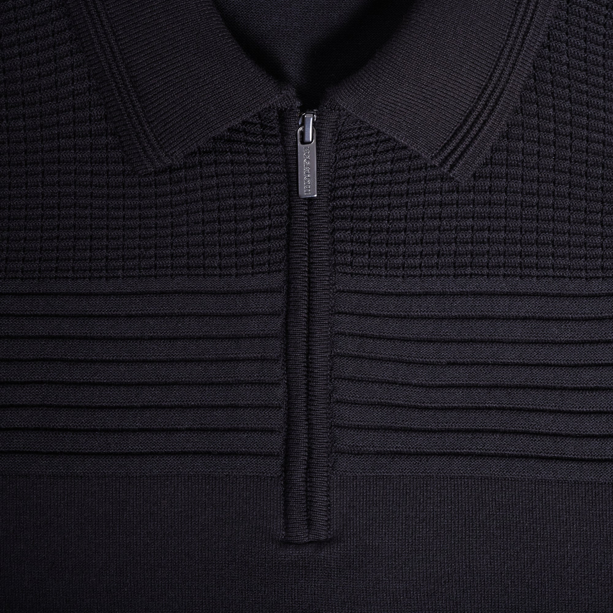 Waffle Panel Quarter Zip Short-Sleeve Polo Sweater