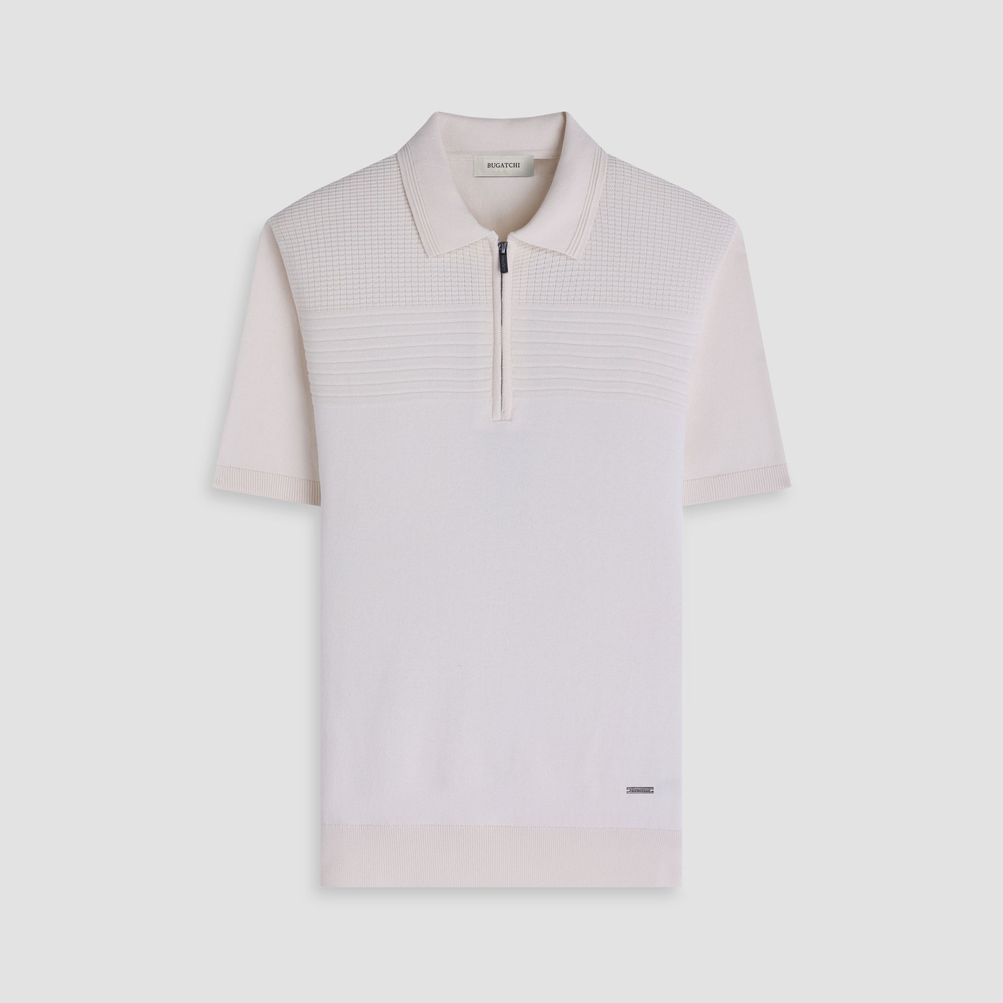 Waffle Panel Quarter Zip Short-Sleeve Polo Sweater