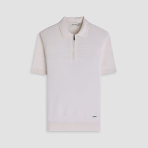 Waffle Panel Quarter Zip Short-Sleeve Polo Sweater