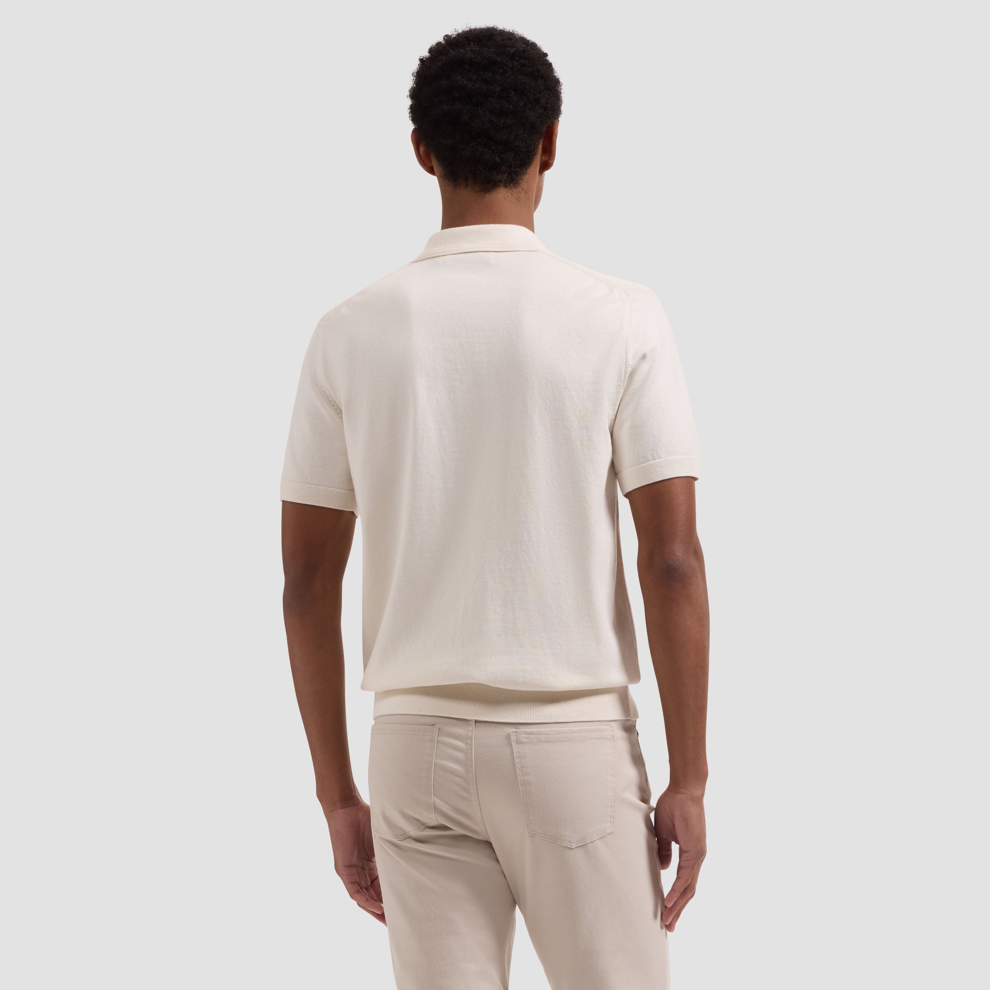 Waffle Panel Quarter Zip Short-Sleeve Polo Sweater