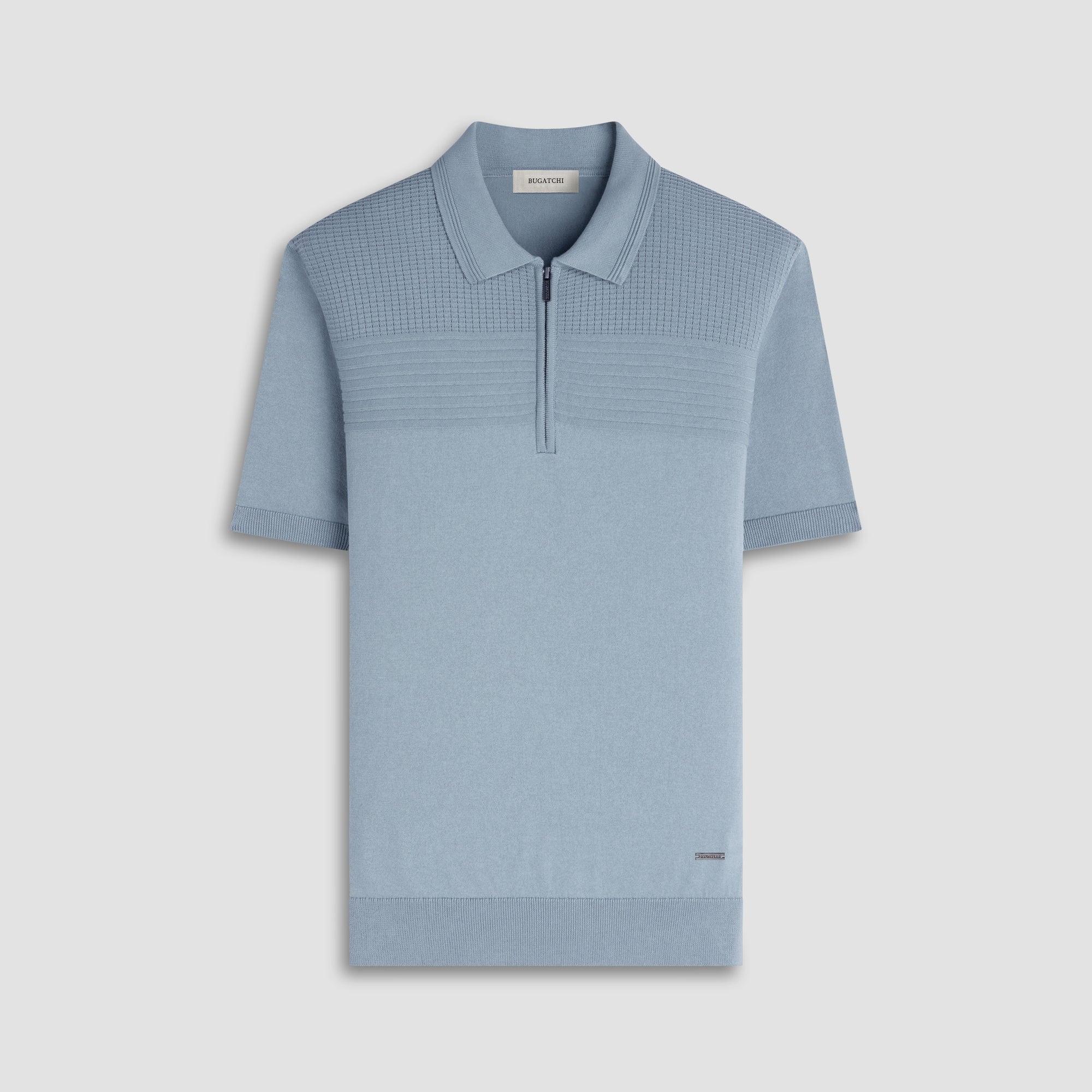 Waffle Panel Quarter Zip Short-Sleeve Polo Sweater