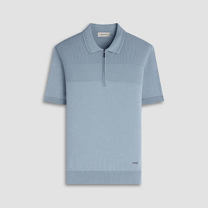 Waffle Panel Quarter Zip Short-Sleeve Polo Sweater