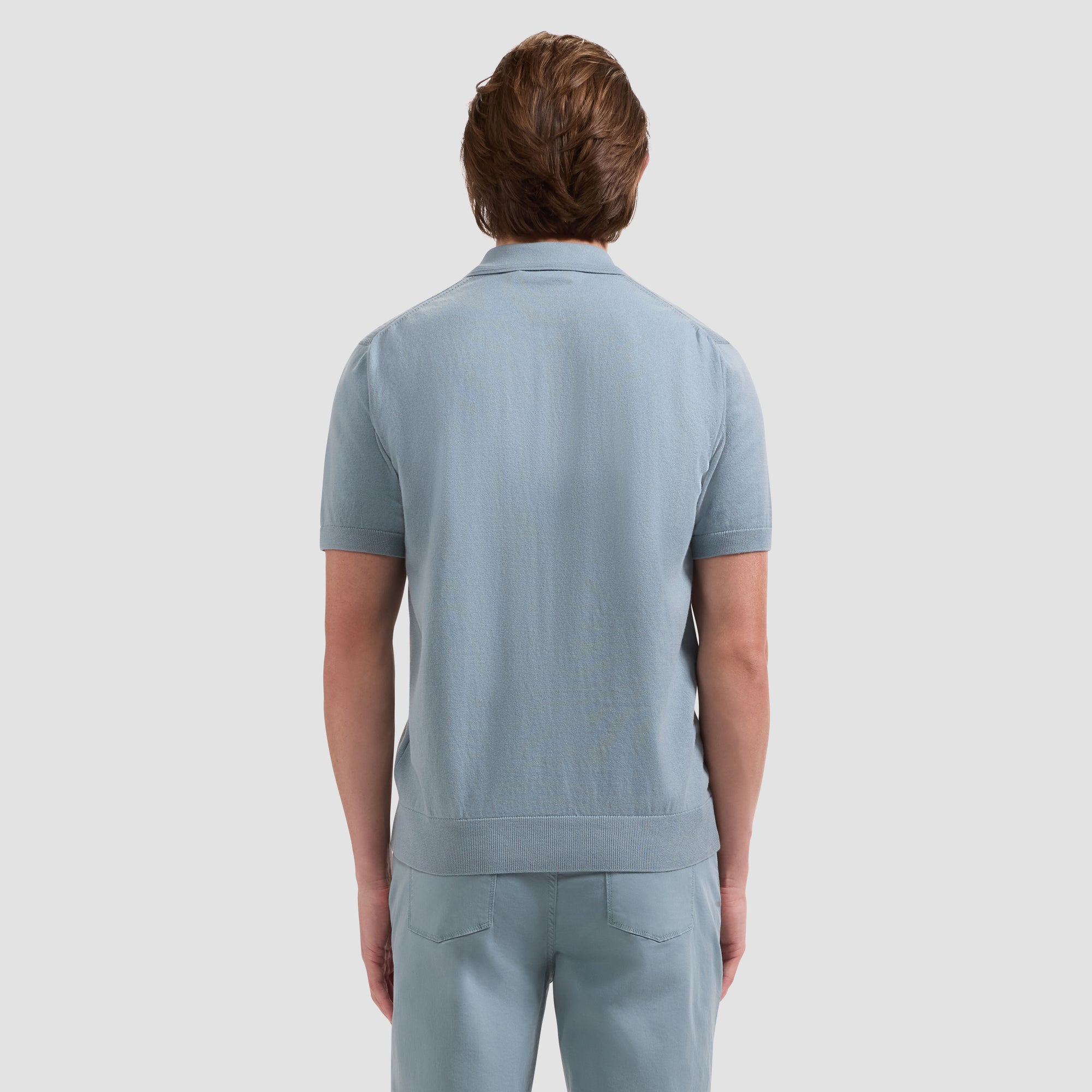 Waffle Panel Quarter Zip Short-Sleeve Polo Sweater