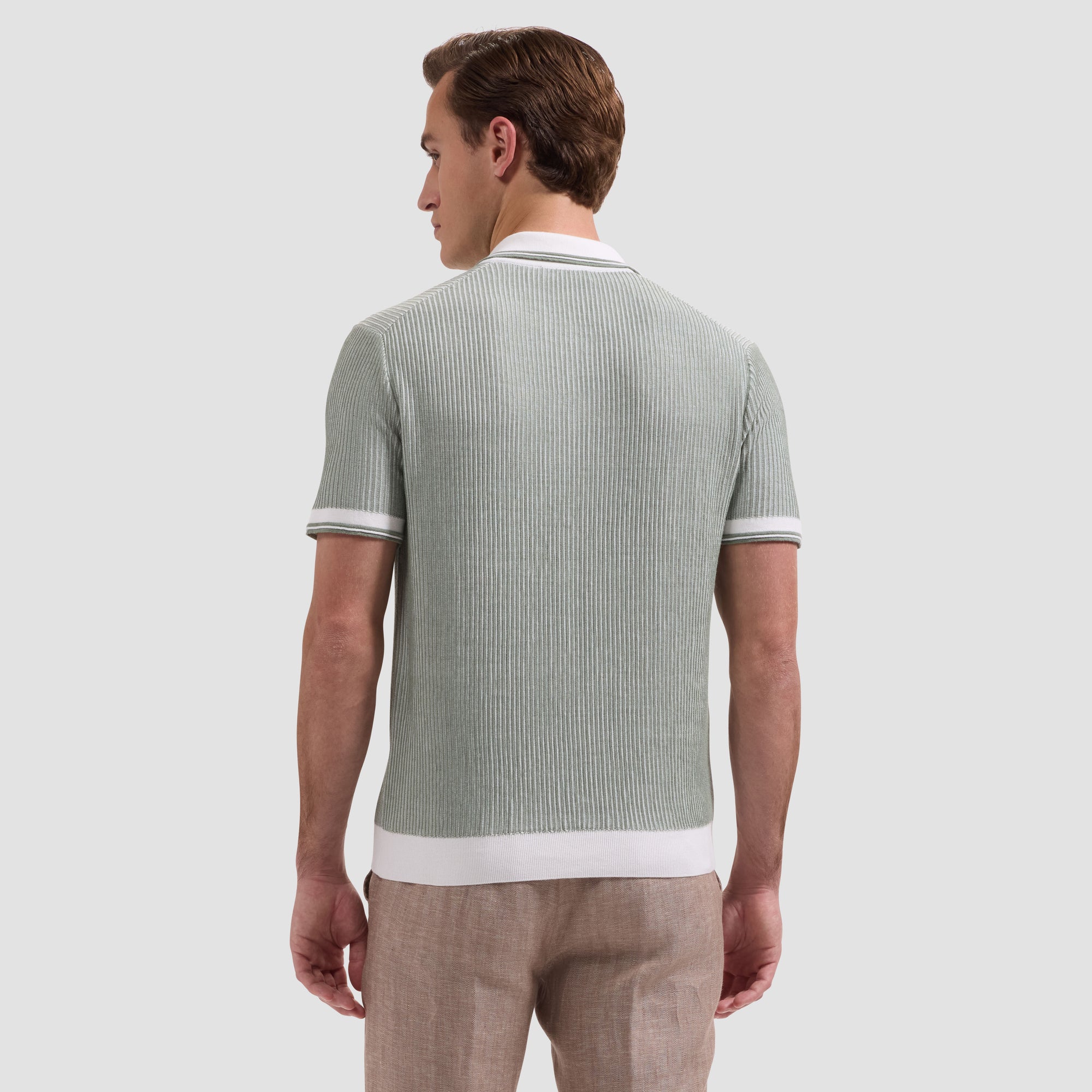 Ottoman Rib Quarter Zip Short-Sleeve Polo Sweater