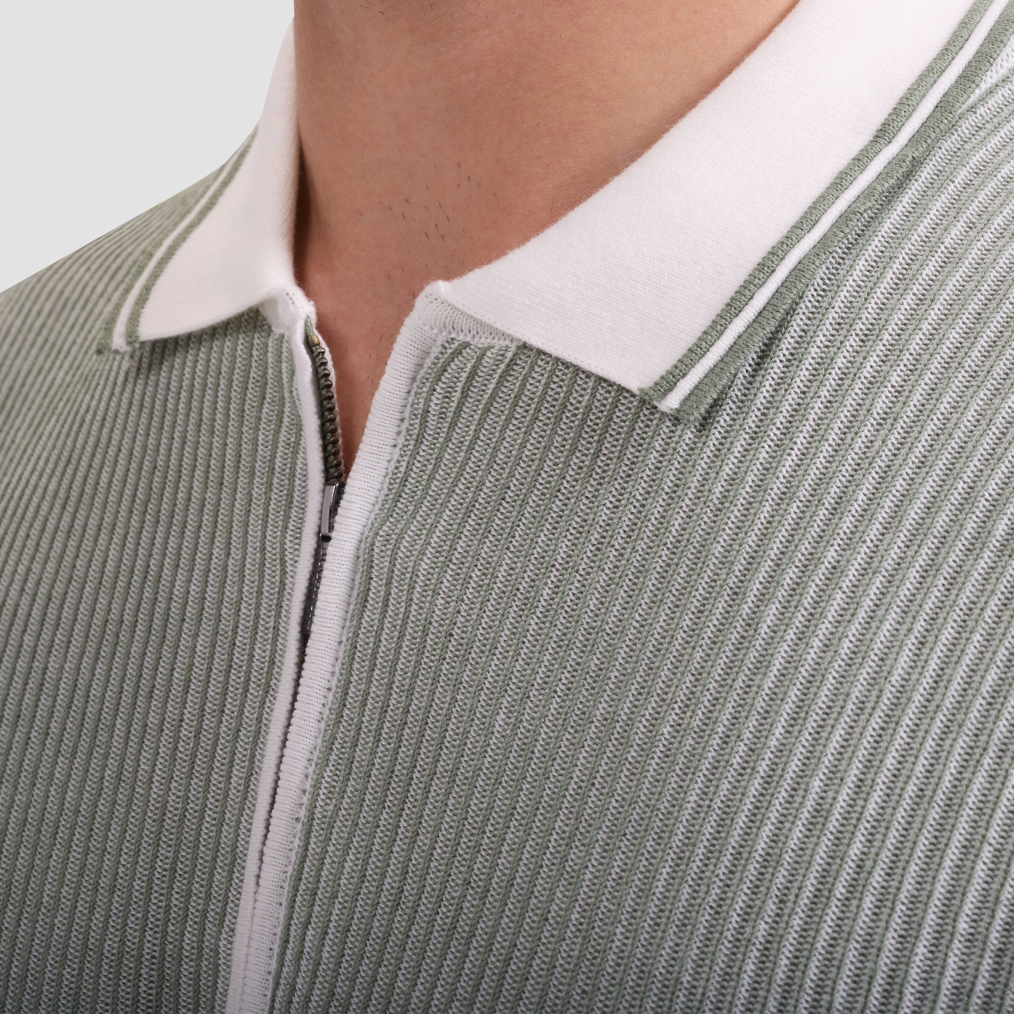 Ottoman Rib Quarter Zip Short-Sleeve Polo Sweater