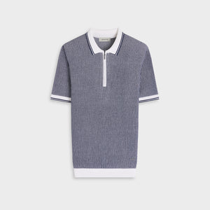 Ottoman Rib Quarter Zip Short-Sleeve Polo Sweater