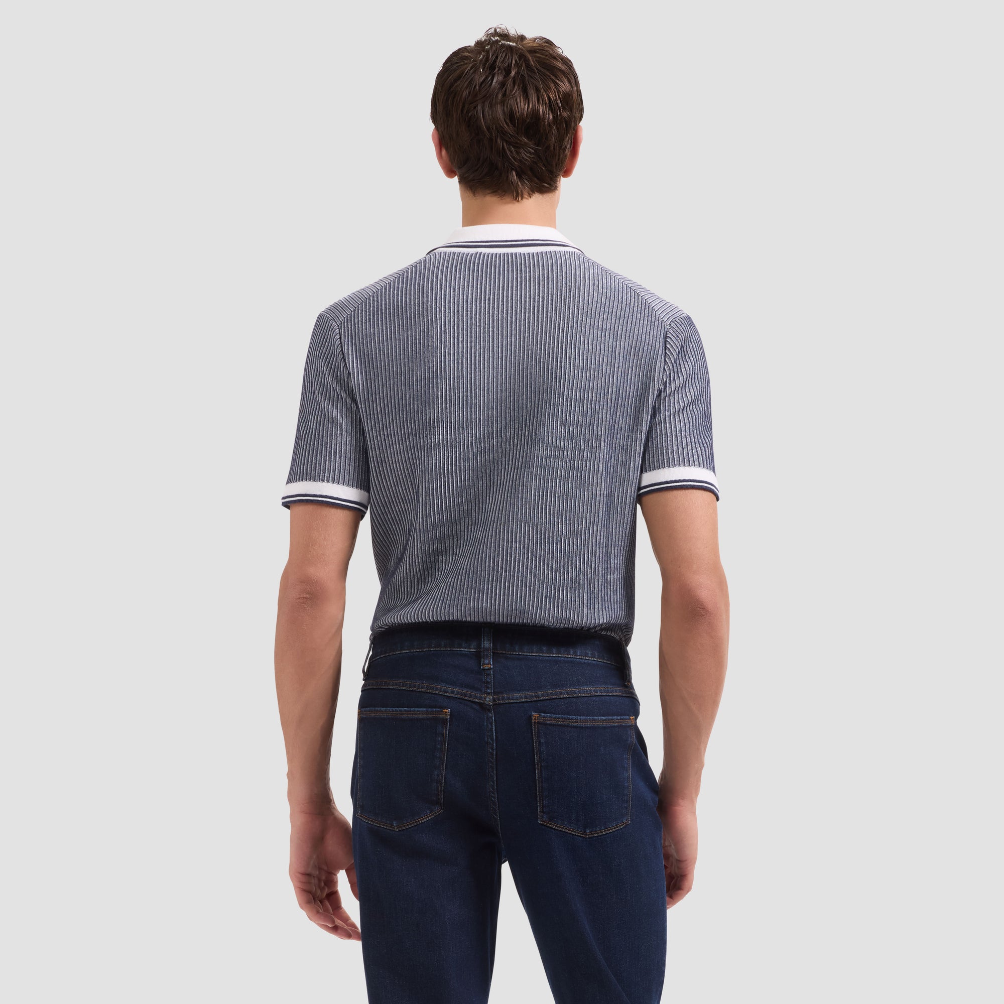Ottoman Rib Quarter Zip Short-Sleeve Polo Sweater