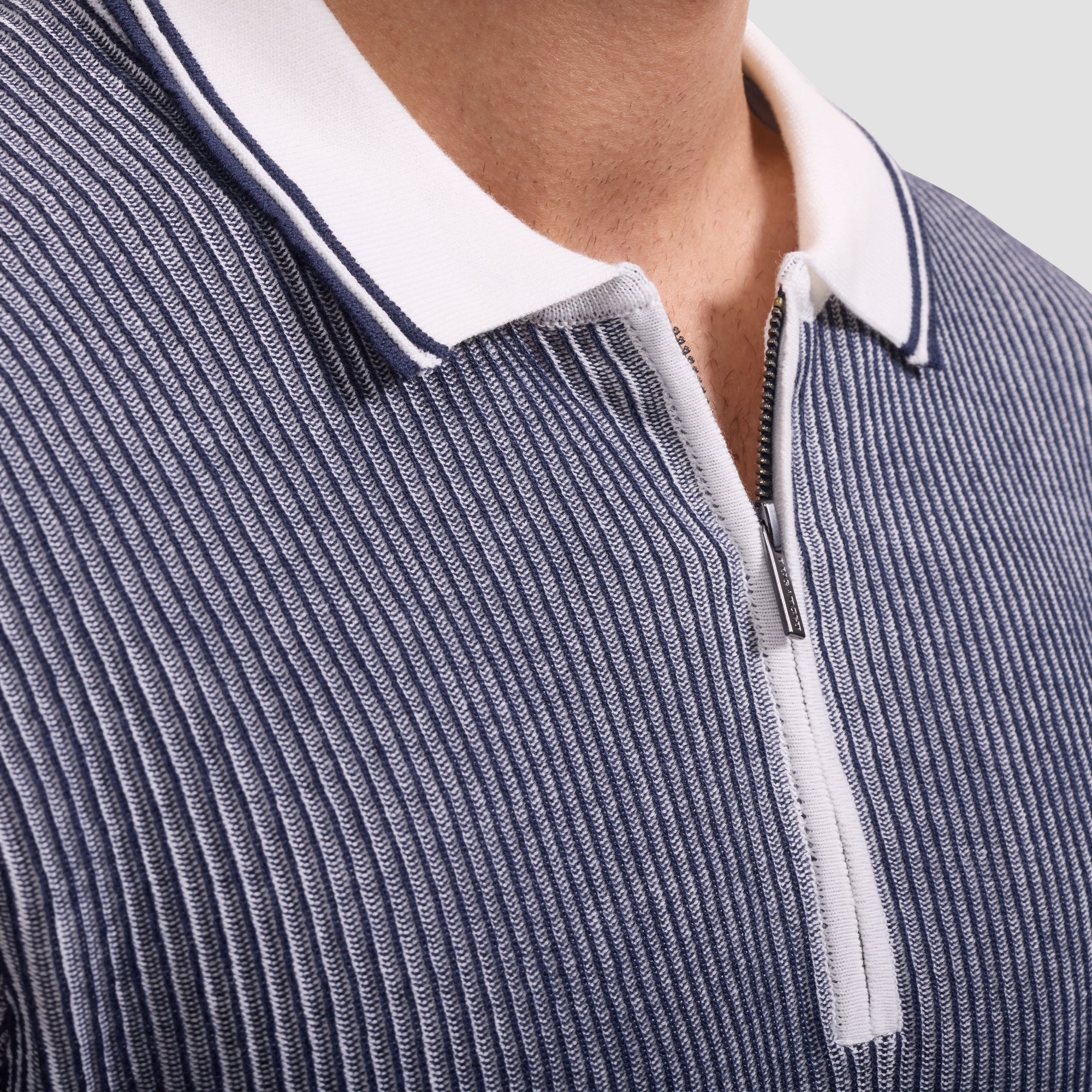 Ottoman Rib Quarter Zip Short-Sleeve Polo Sweater