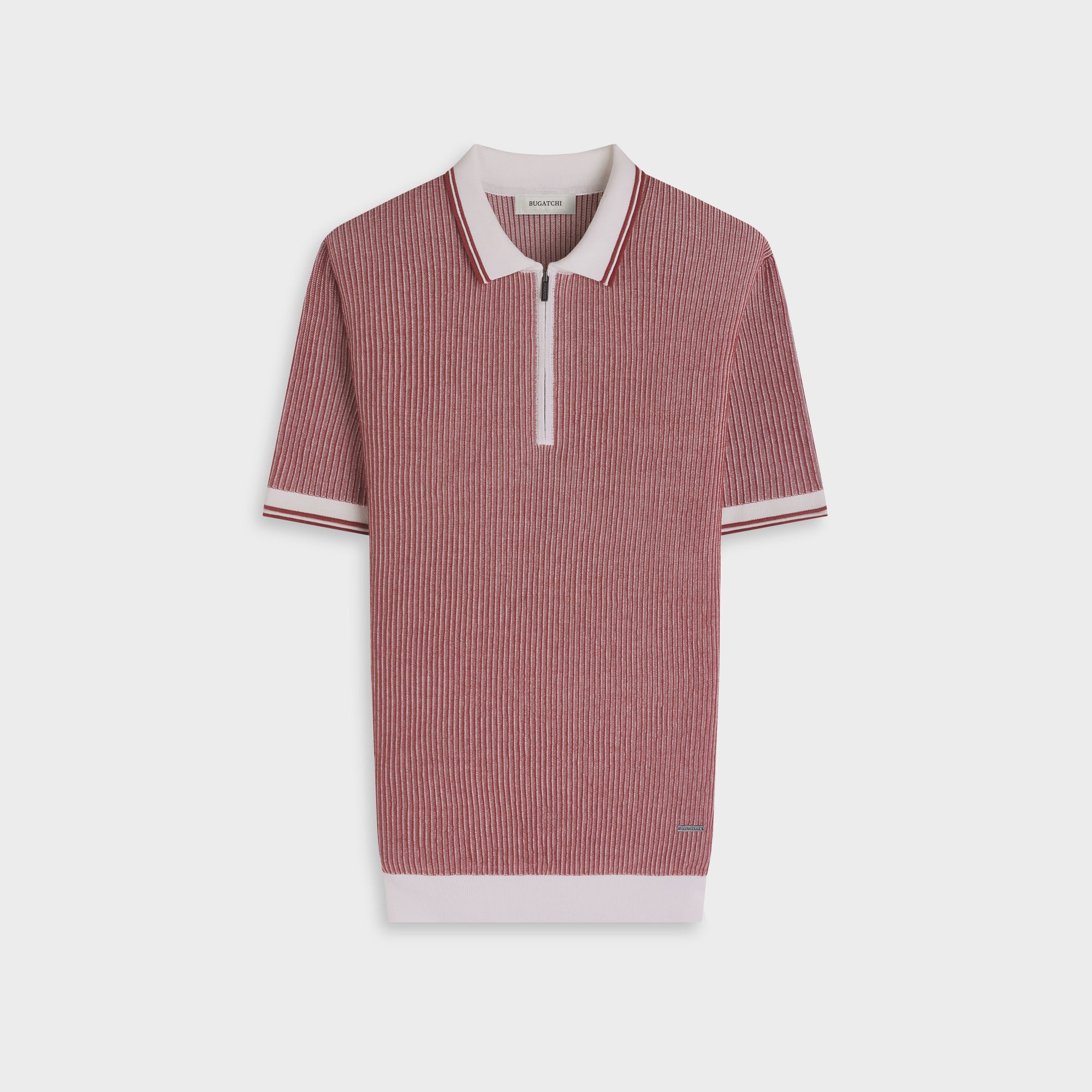 Ottoman Rib Quarter Zip Short-Sleeve Polo Sweater